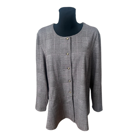 Second Hand Liebe Blazer Damen Gr 50 Braun Rosa Kariert Goldknöpfe Elegant