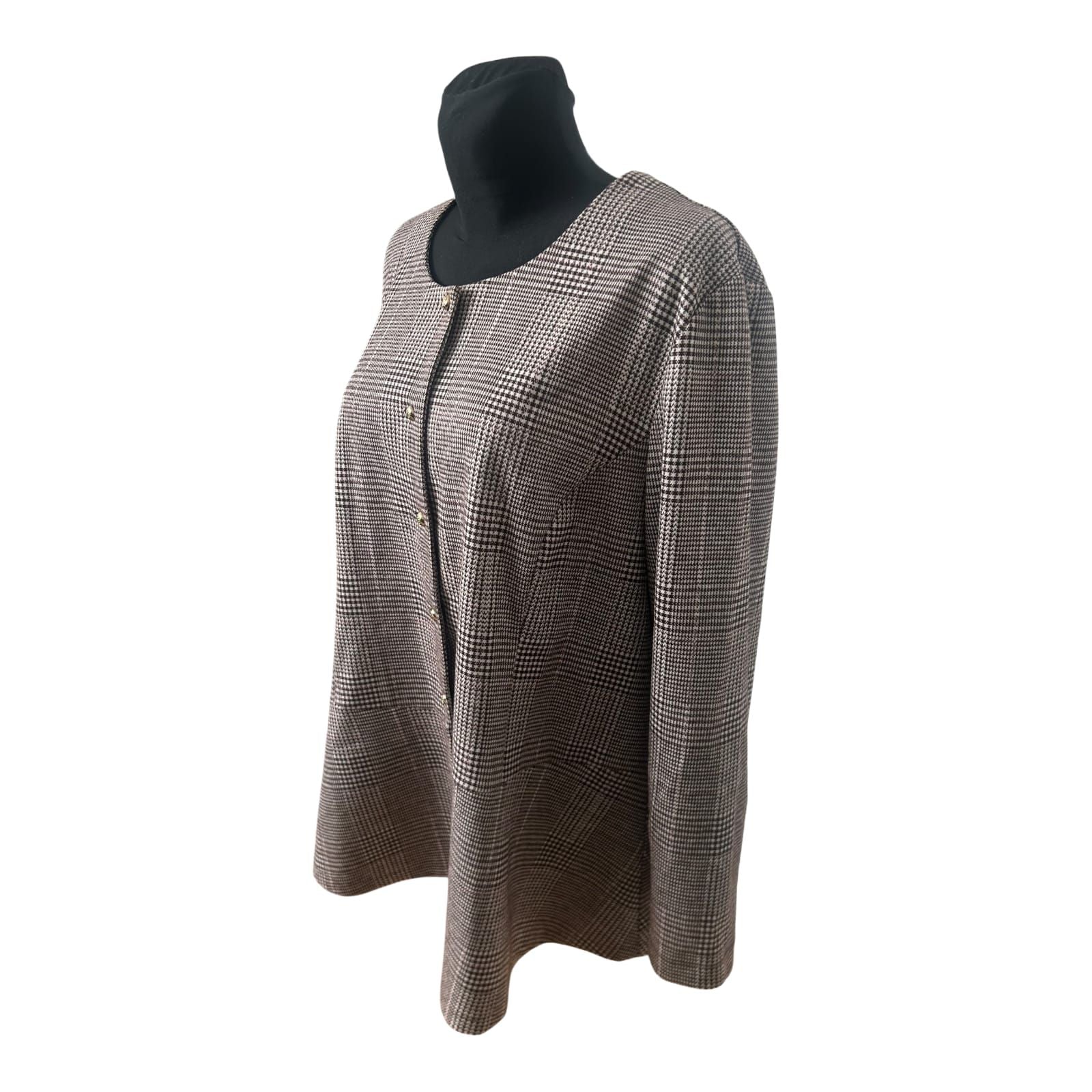 Second Hand Liebe Blazer Damen Gr 50 Braun Rosa Kariert Goldknöpfe Elegant