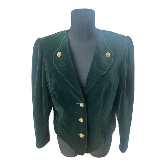 Vintage Blazer Damen Gr 38 Samt Dunkelgrün Goldknöpfe Elegant Klassisch