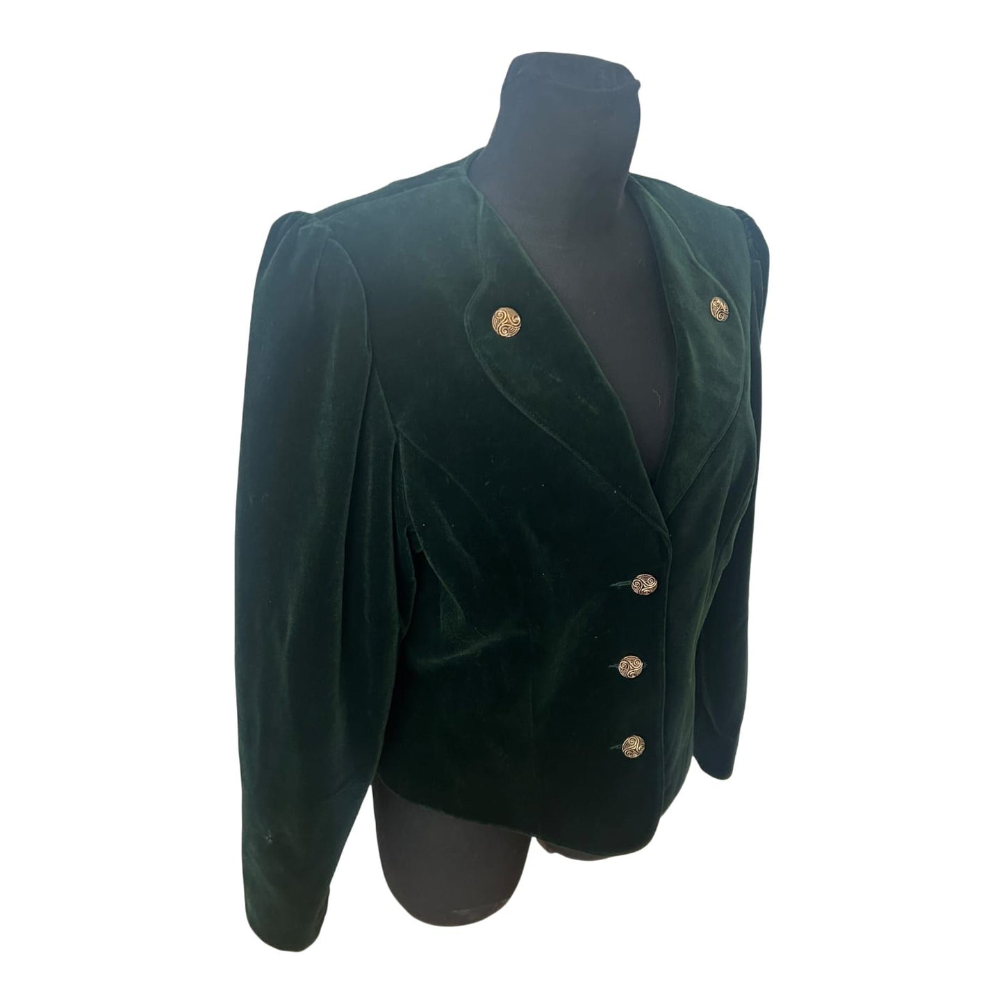 Vintage Blazer Damen Gr 38 Samt Dunkelgrün Goldknöpfe Elegant Klassisch