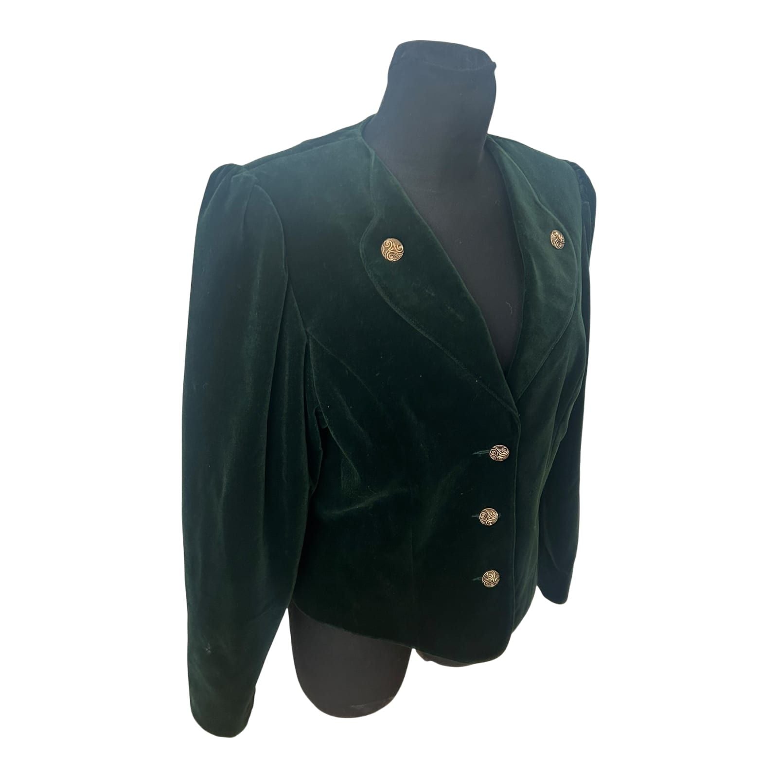 Vintage Blazer Damen Gr 38 Samt Dunkelgrün Goldknöpfe Elegant Klassisch
