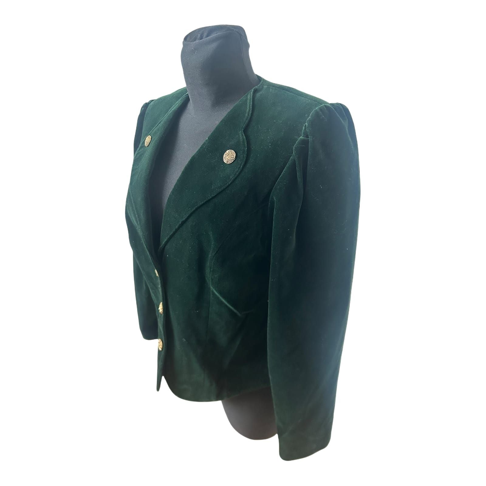 Vintage Blazer Damen Gr 38 Samt Dunkelgrün Goldknöpfe Elegant Klassisch