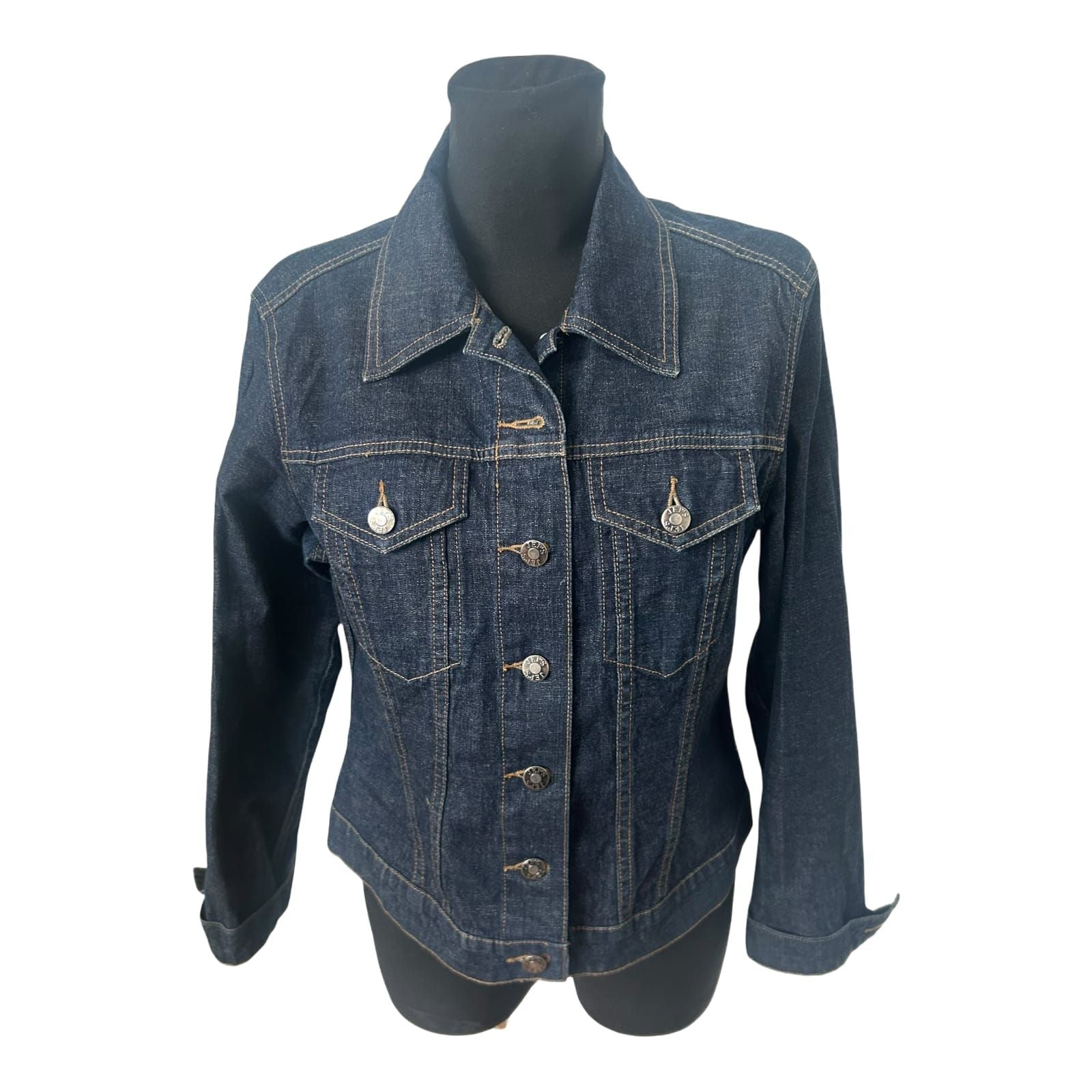 Jeps Jeansjacke Damen L Blau Denim Baumwolle Stretch Klassisch Zeitlos