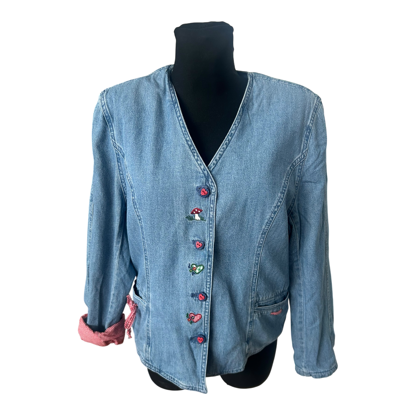 Meico Trachten Jeansjacke Damen Gr 40 Blau Landhaus Stil Gefüttert Baumwolle