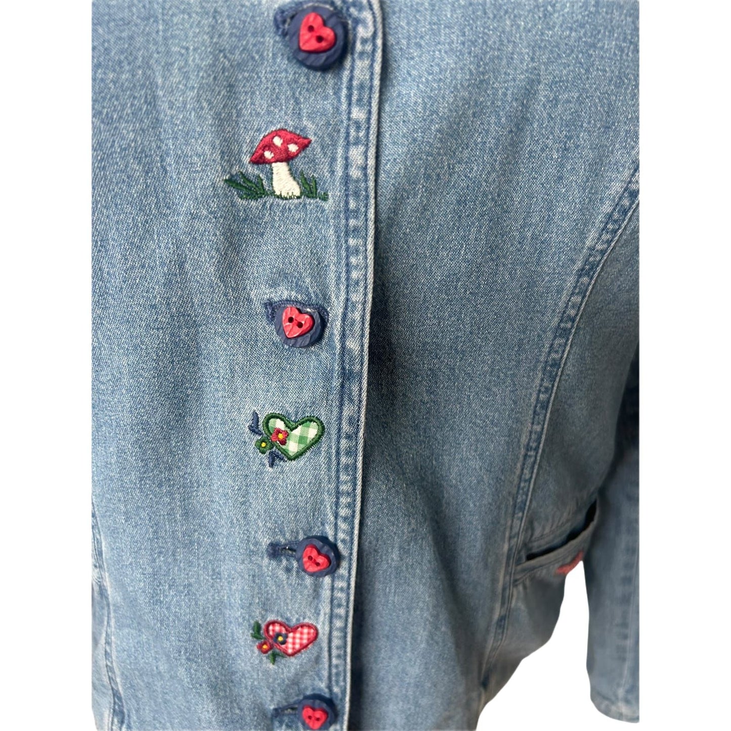 Meico Trachten Jeansjacke Damen Gr 40 Blau Landhaus Stil Gefüttert Baumwolle