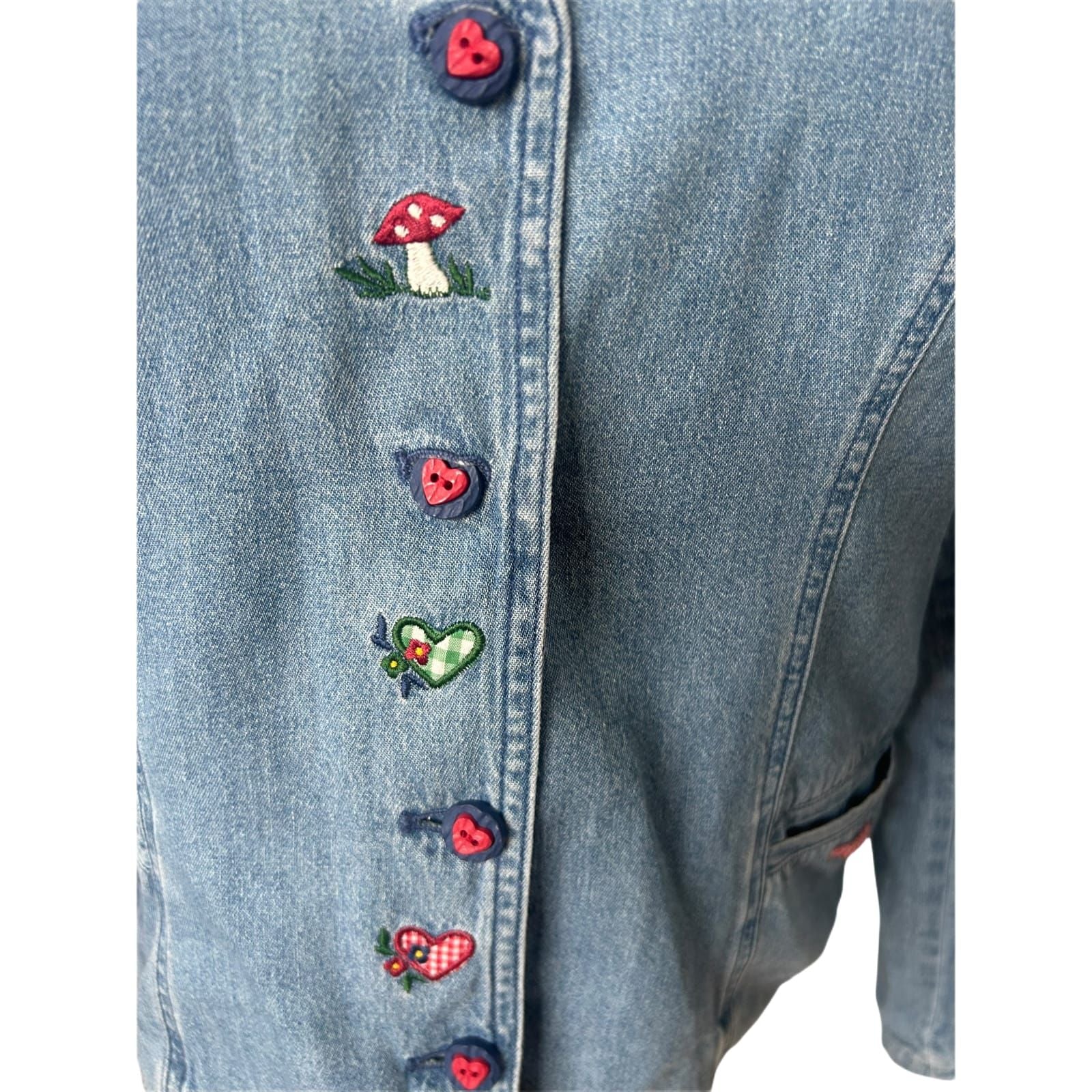 Meico Trachten Jeansjacke Damen Gr 40 Blau Landhaus Stil Gefüttert Baumwolle