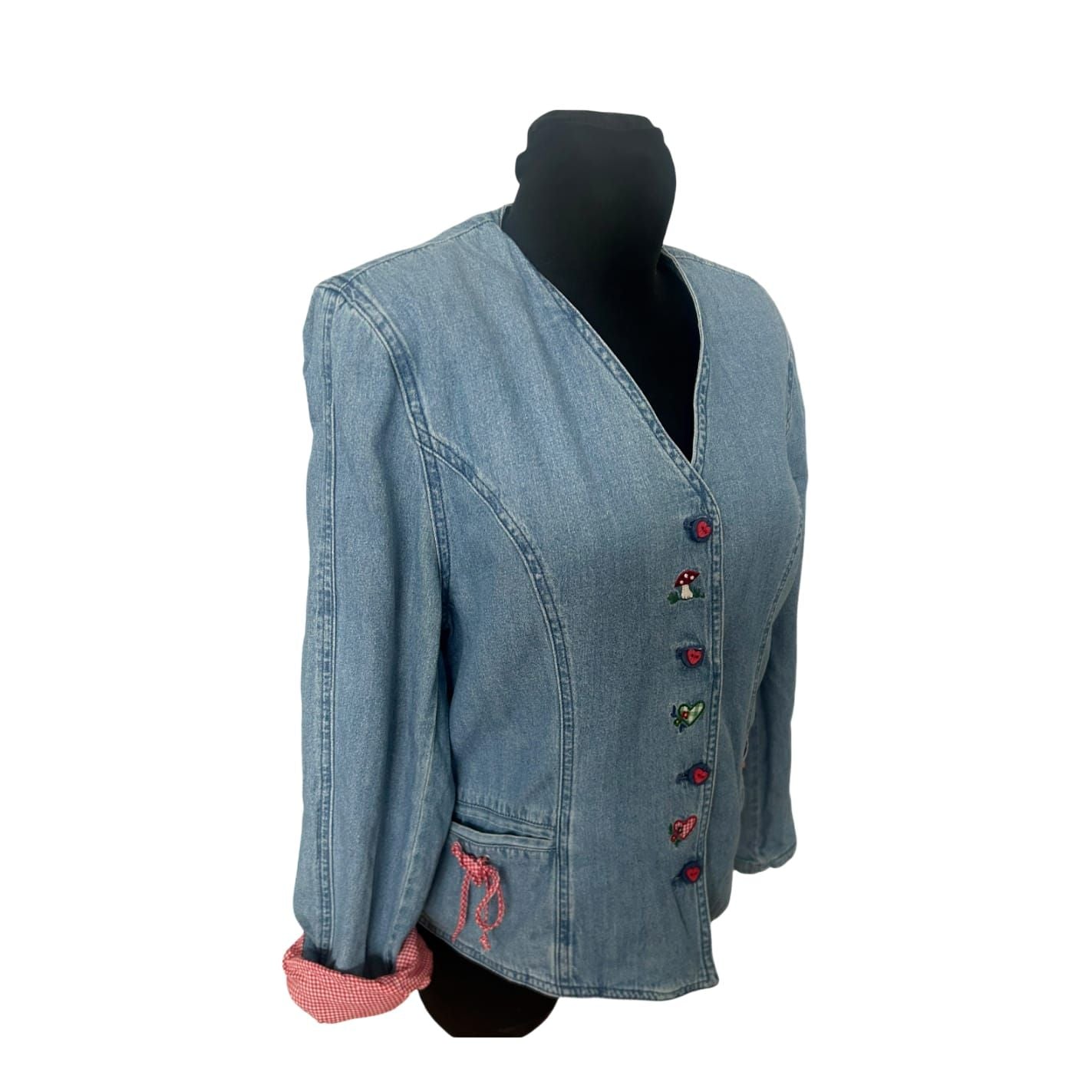 Meico Trachten Jeansjacke Damen Gr 40 Blau Landhaus Stil Gefüttert Baumwolle