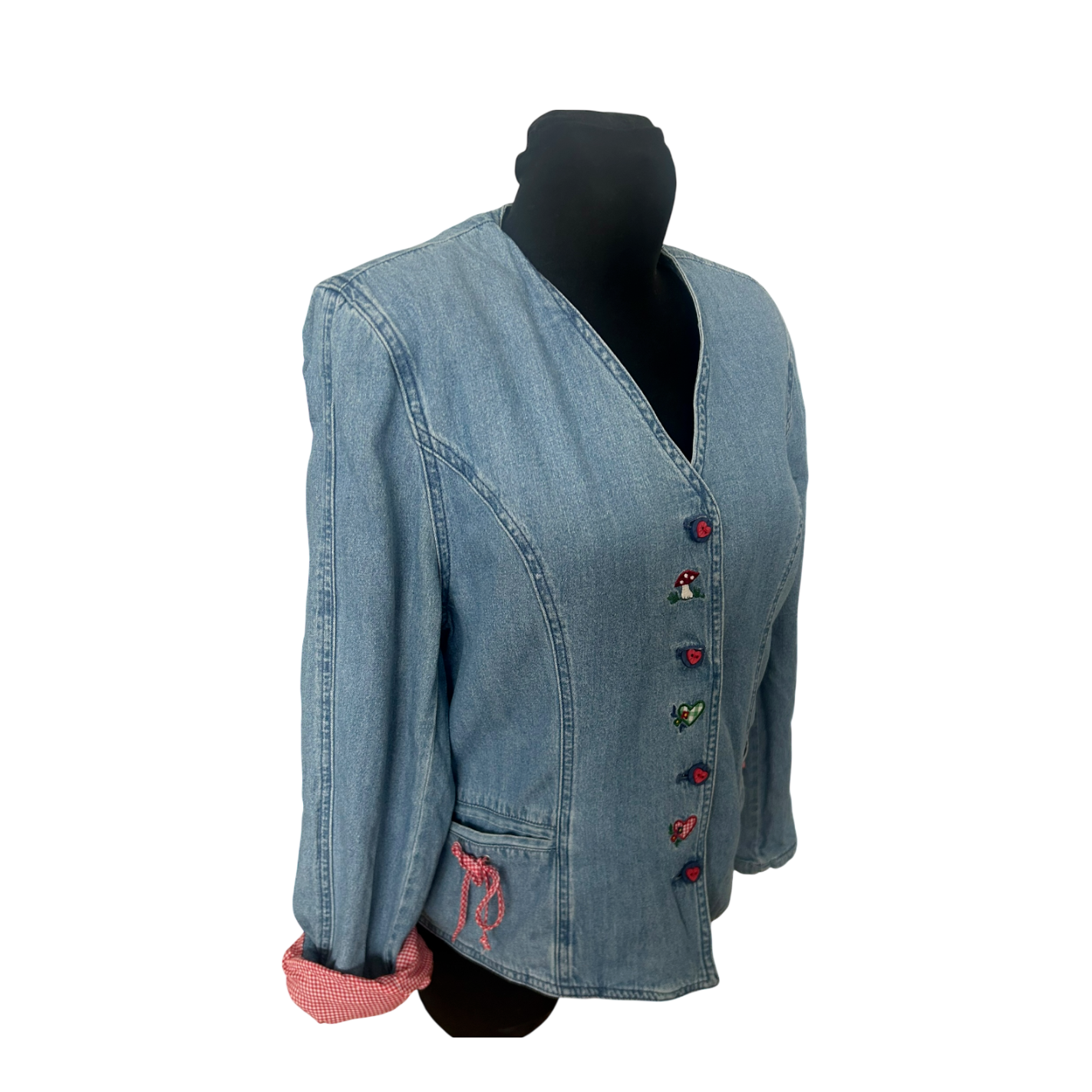 Meico Trachten Jeansjacke Damen Gr 40 Blau Landhaus Stil Gefüttert Baumwolle