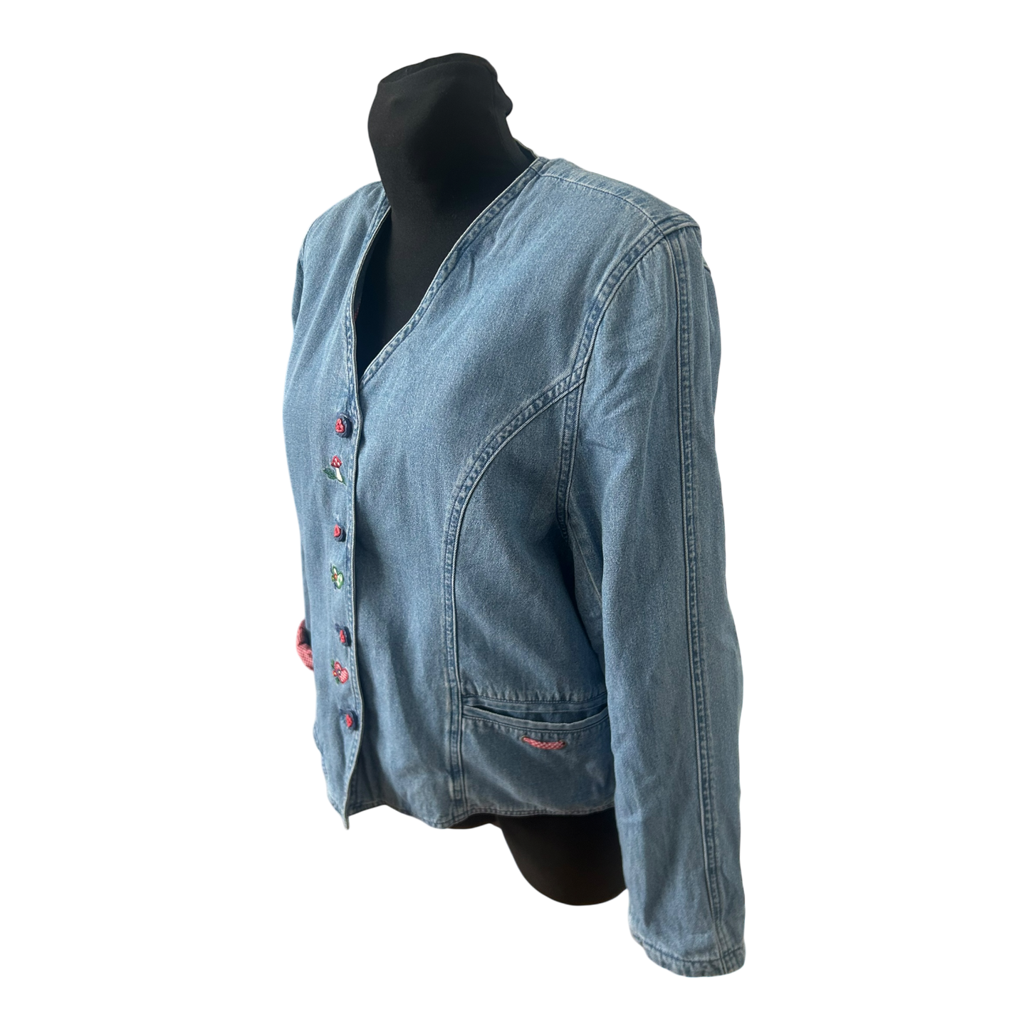 Meico Trachten Jeansjacke Damen Gr 40 Blau Landhaus Stil Gefüttert Baumwolle