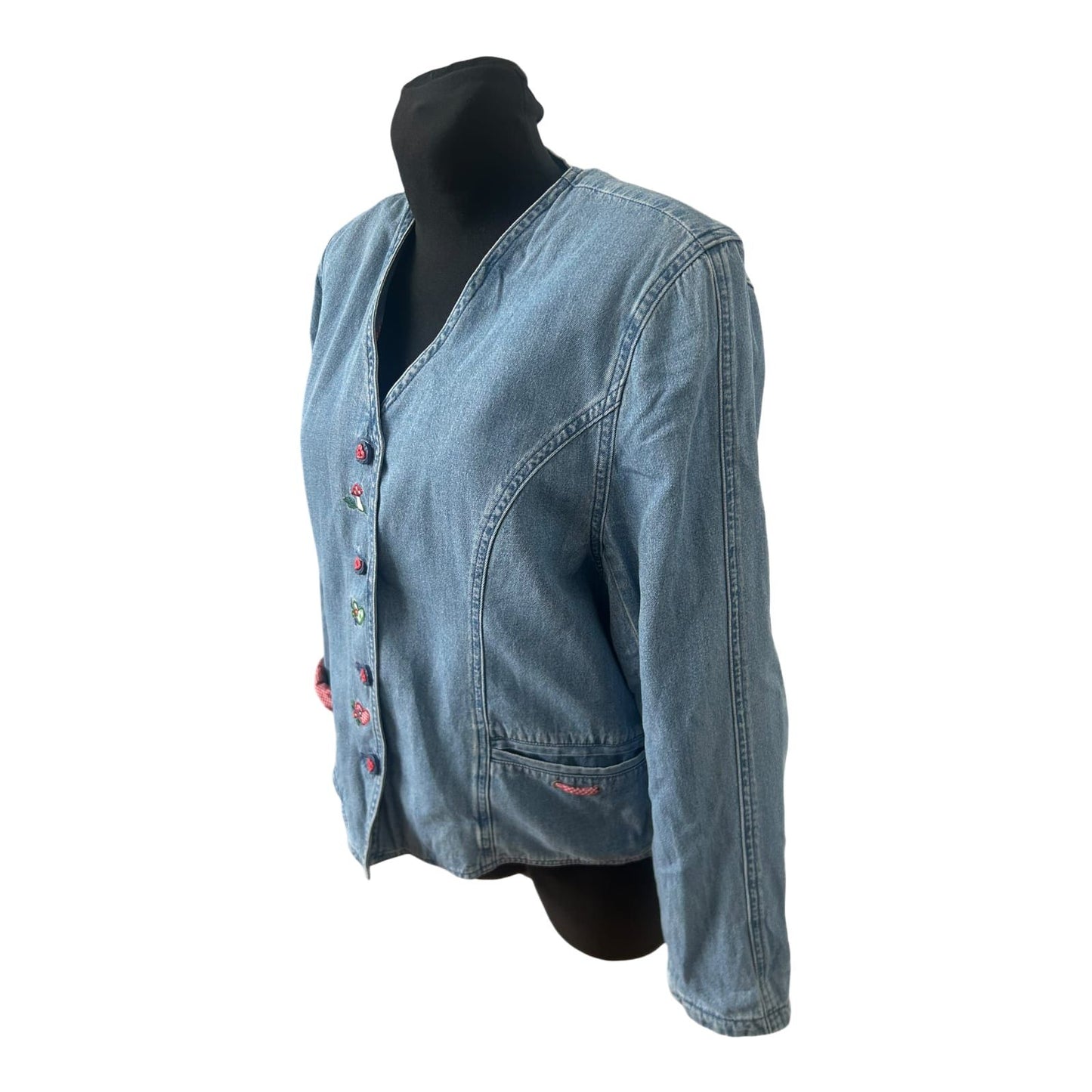 Meico Trachten Jeansjacke Damen Gr 40 Blau Landhaus Stil Gefüttert Baumwolle