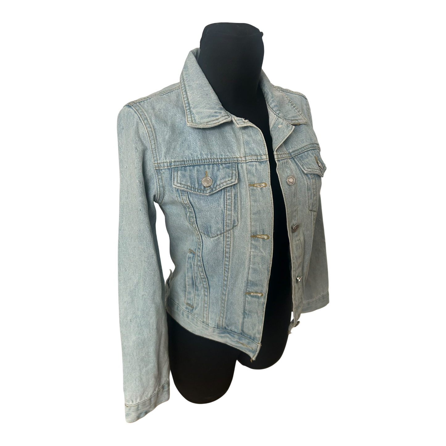 Jeansjacke Damen Gr S Hellblau Tupfenstruktur Baumwollmix Klassisch Kurz