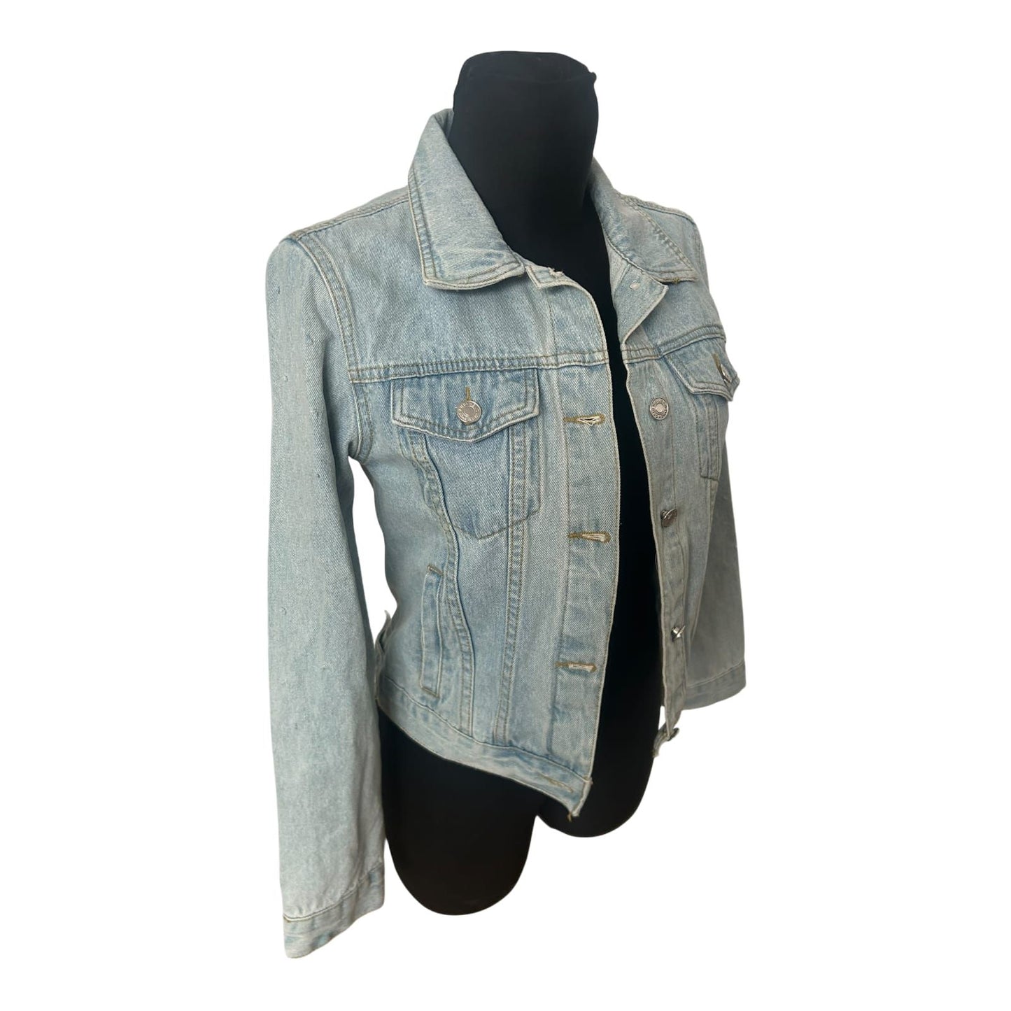 Jeansjacke Damen Gr S Hellblau Tupfenstruktur Baumwollmix Klassisch Kurz