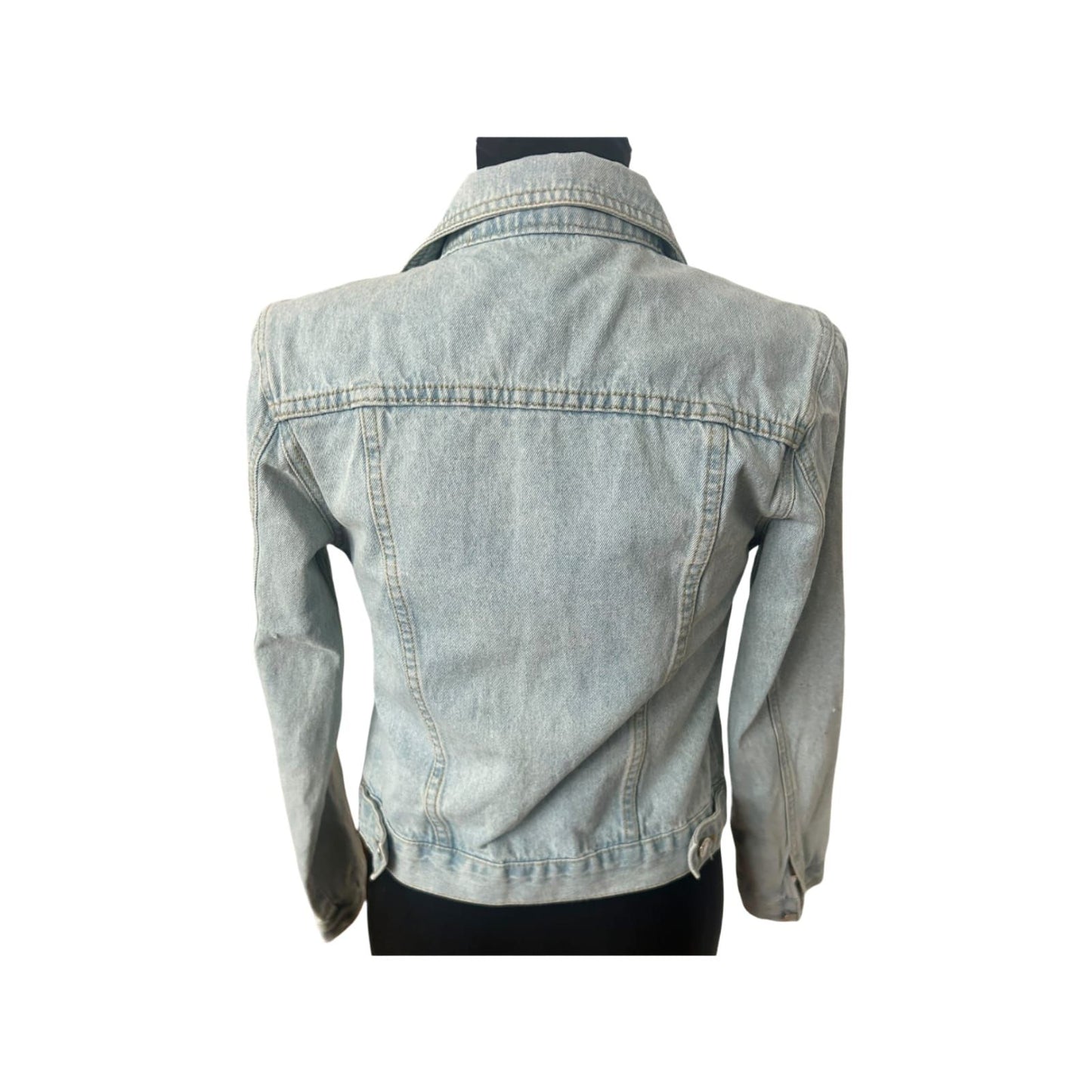 Jeansjacke Damen Gr S Hellblau Tupfenstruktur Baumwollmix Klassisch Kurz