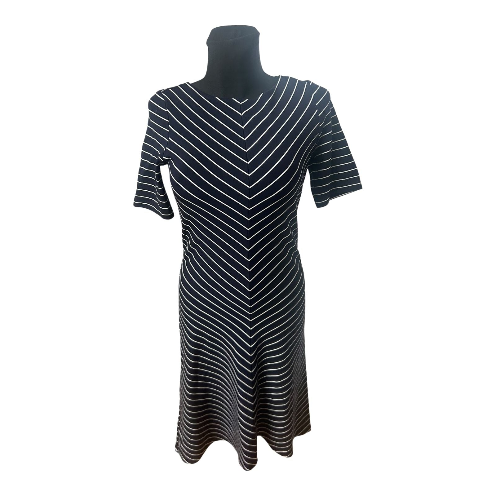 Bonita Damen Kleid Gr S Dunkelblau Weiß Gestreift Viskose Stretch Elegant