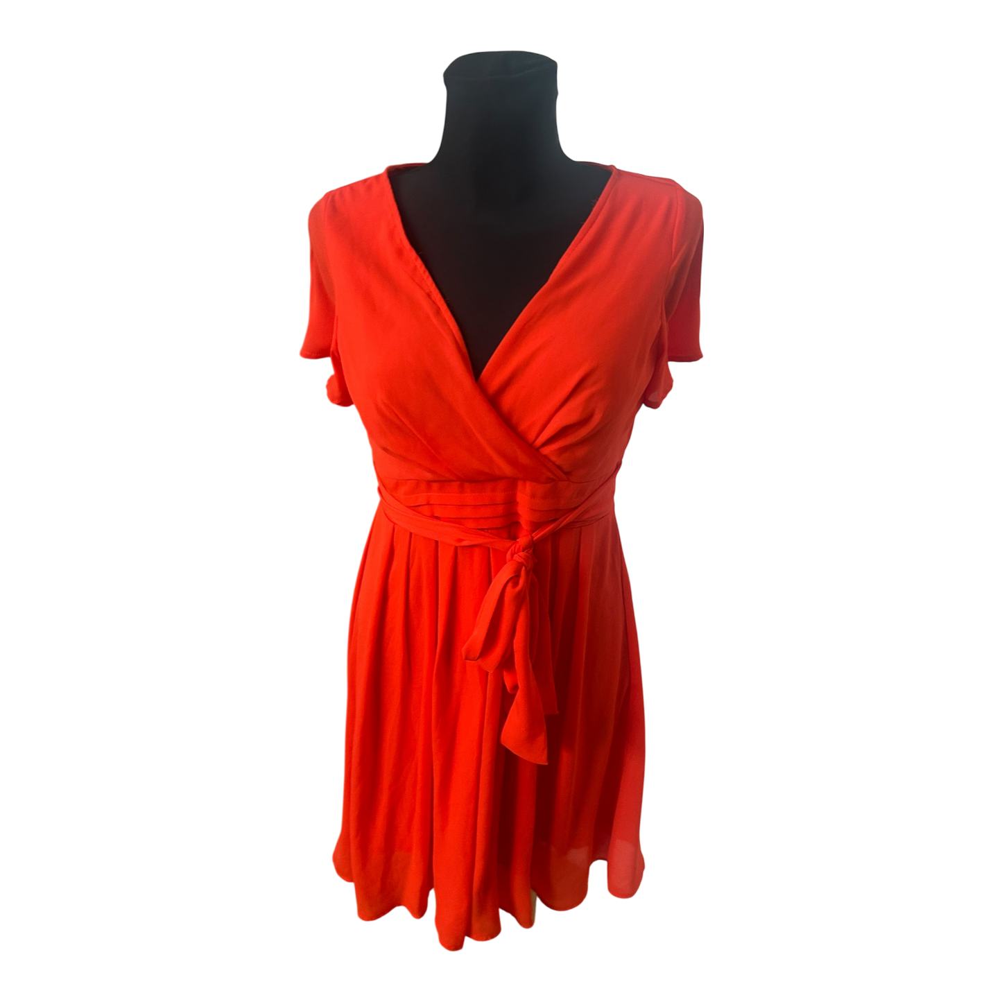 Orsay Damen Kleid Gr 36 Orange Wickeloptik Kurzarm Sommer Elegant