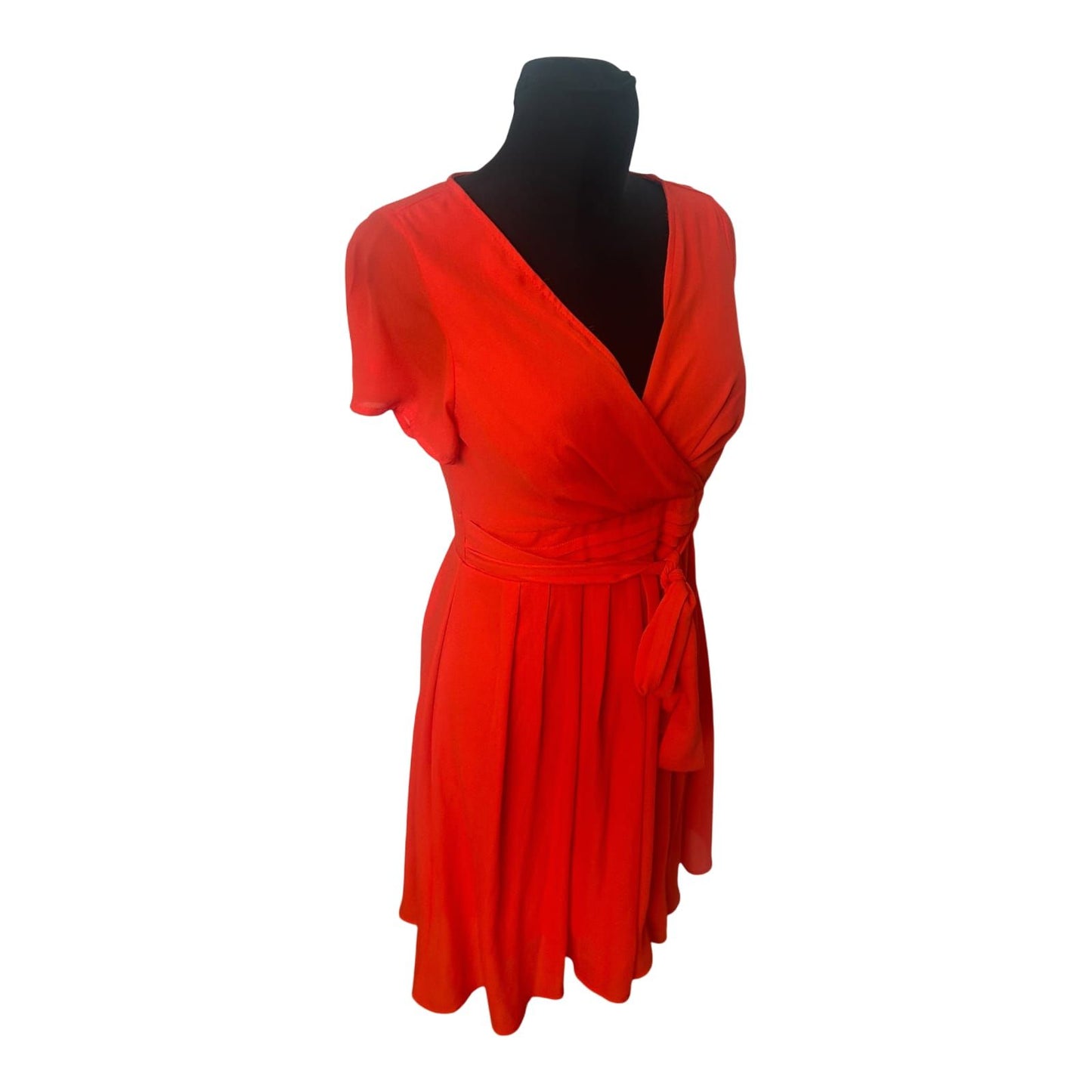 Orsay Damen Kleid Gr 36 Orange Wickeloptik Kurzarm Sommer Elegant