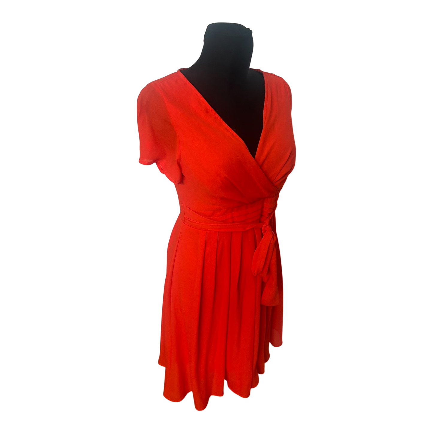 Orsay Damen Kleid Gr 36 Orange Wickeloptik Kurzarm Sommer Elegant