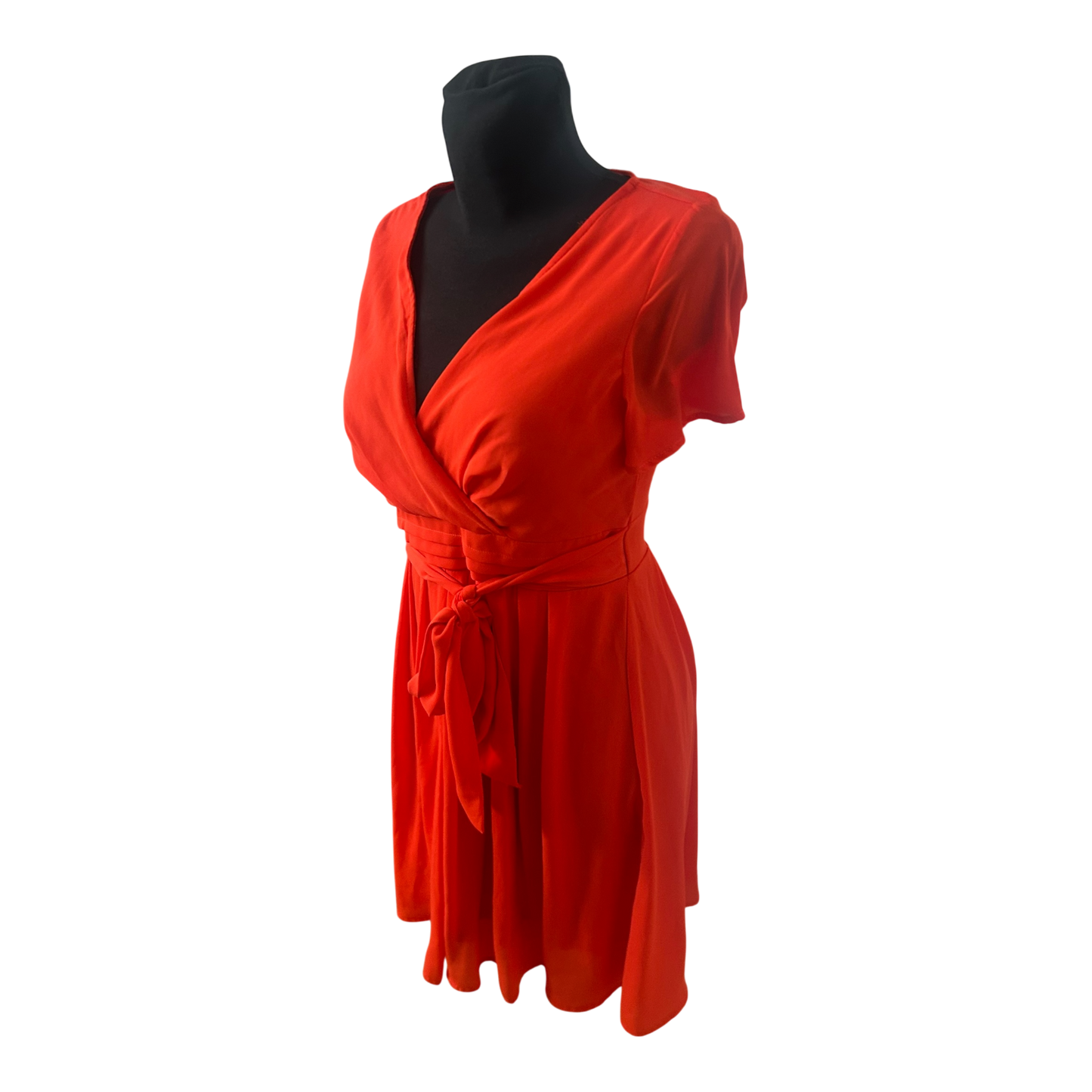 Orsay Damen Kleid Gr 36 Orange Wickeloptik Kurzarm Sommer Elegant