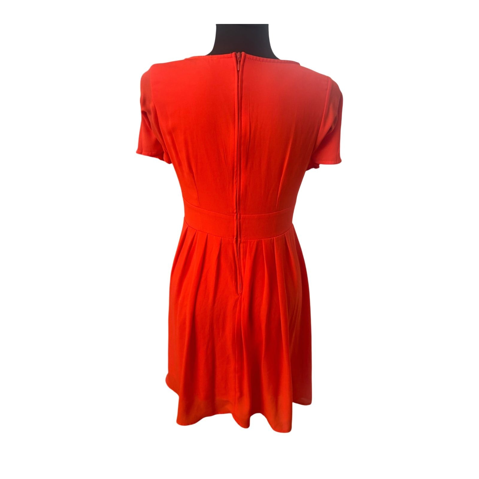 Orsay Damen Kleid Gr 36 Orange Wickeloptik Kurzarm Sommer Elegant