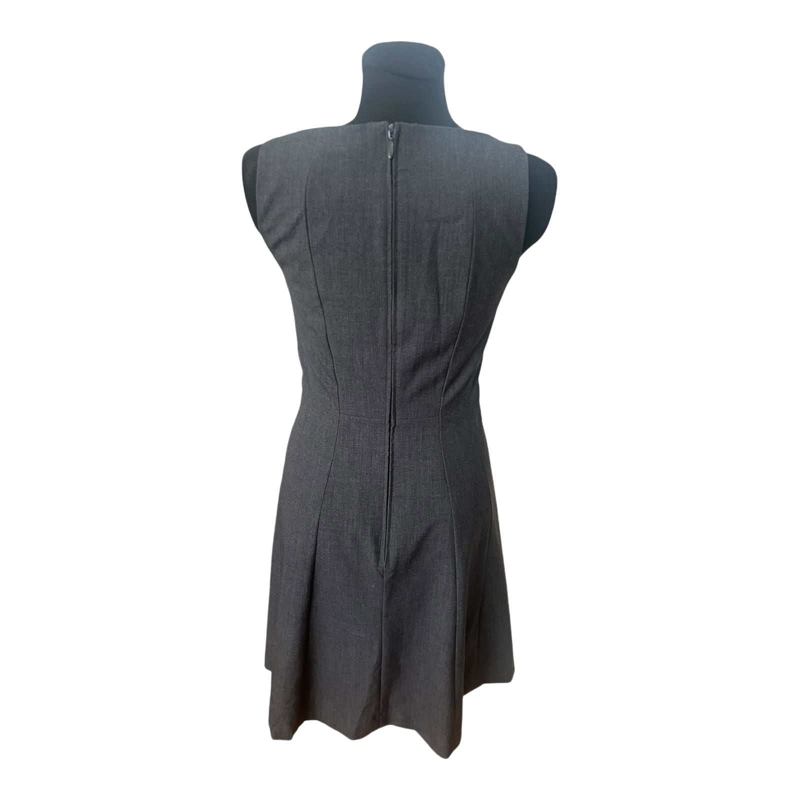 H&M Damenkleid Grau Ärmellos Elegant Business Reißverschluss Klassisch