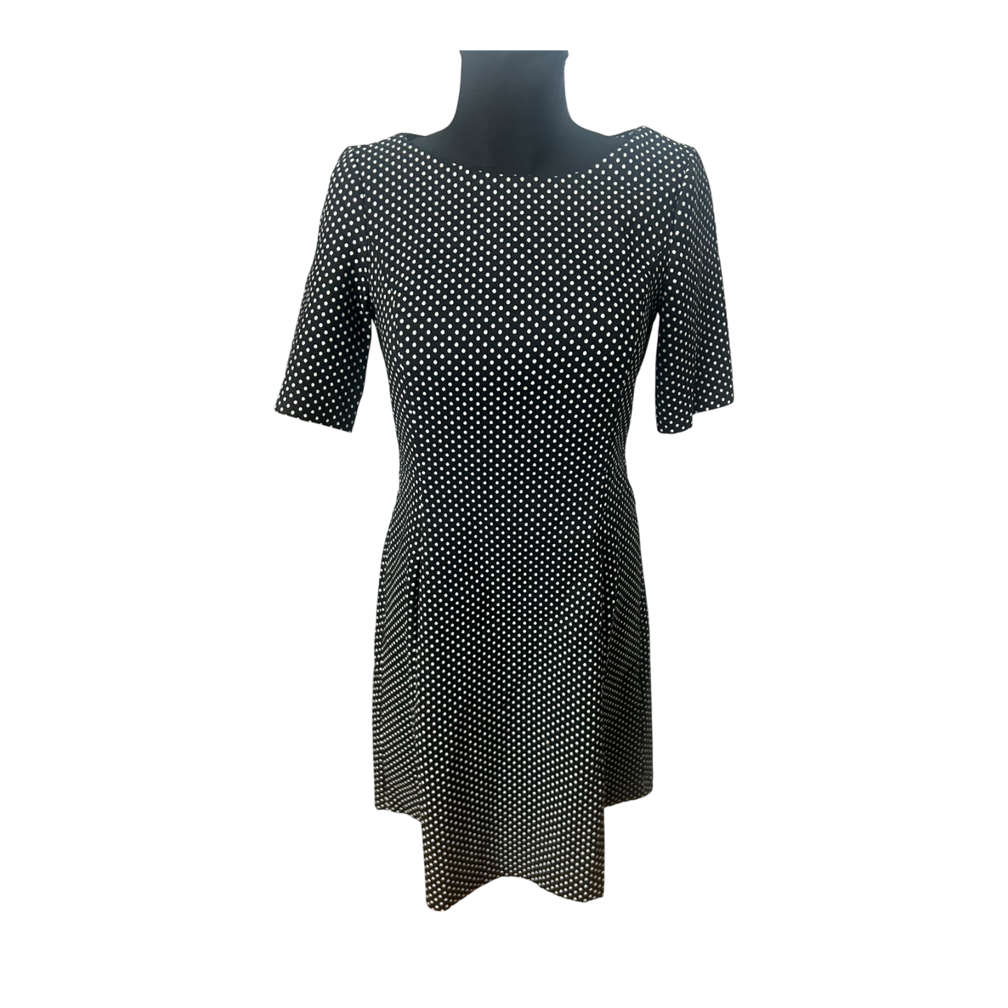 DKNY Damenkleid Größe 40 Schwarz Weiß Punkte Kurzarm Stretch Midi
