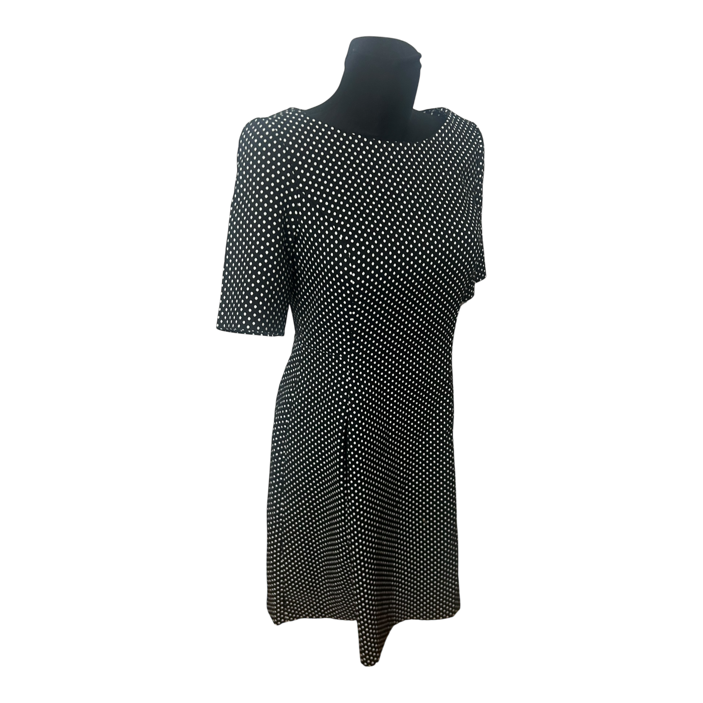 DKNY Damenkleid Größe 40 Schwarz Weiß Punkte Kurzarm Stretch Midi