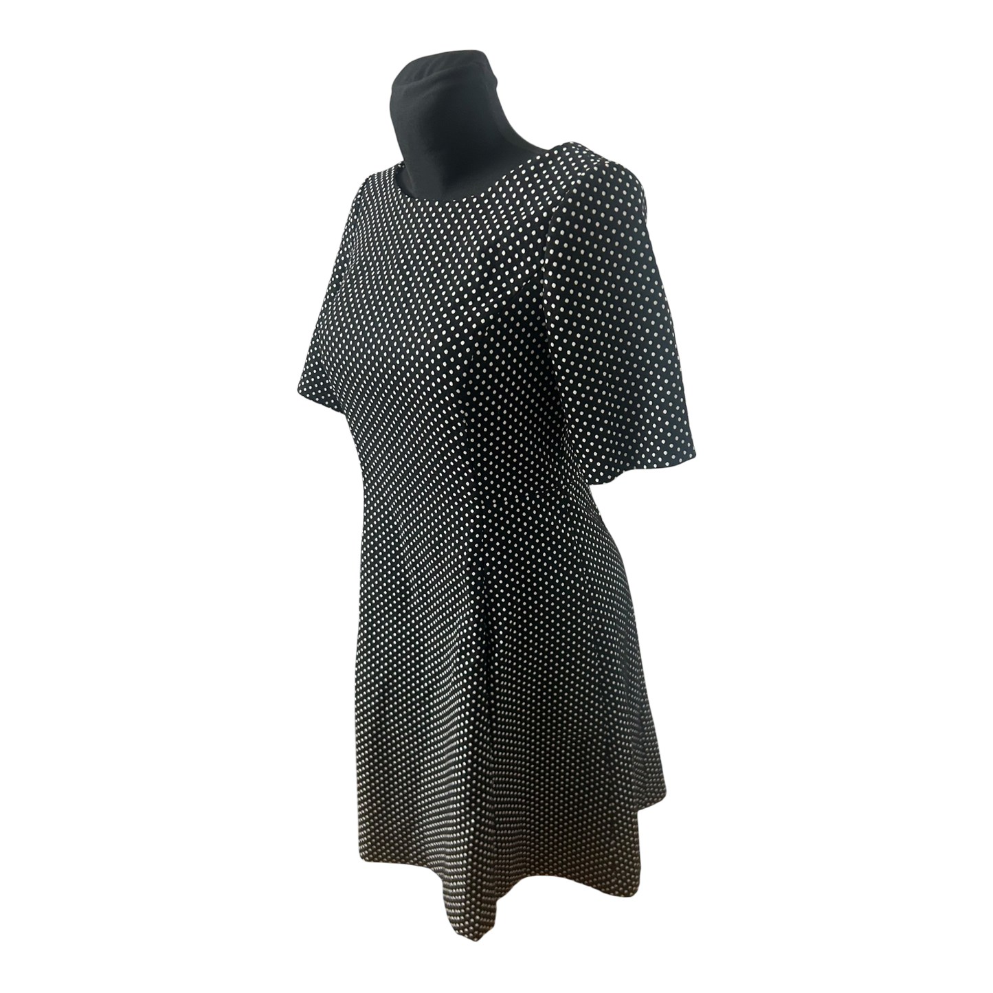 DKNY Damenkleid Größe 40 Schwarz Weiß Punkte Kurzarm Stretch Midi