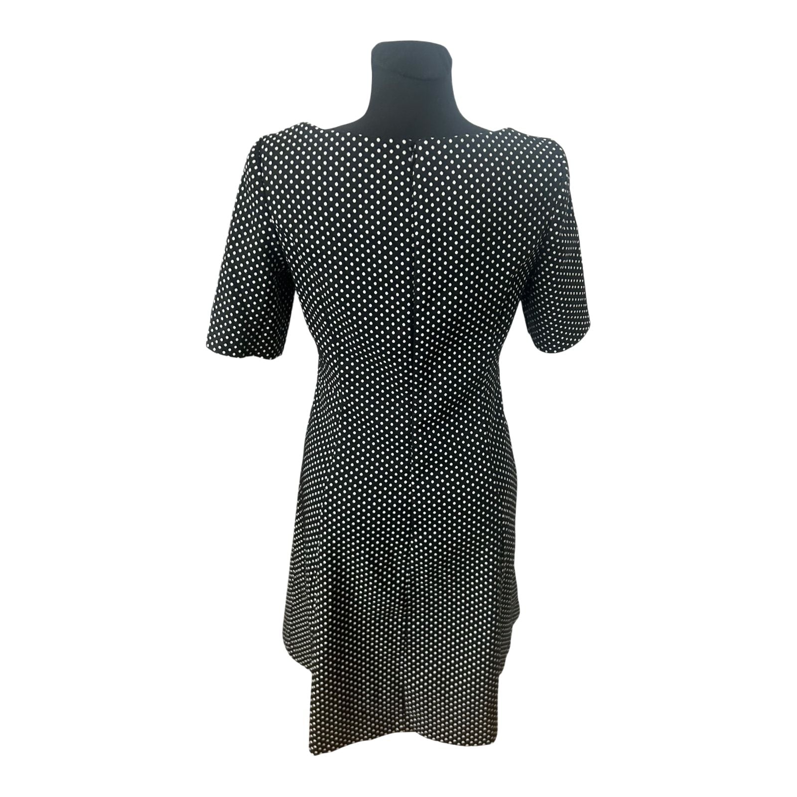 DKNY Damenkleid Größe 40 Schwarz Weiß Punkte Kurzarm Stretch Midi