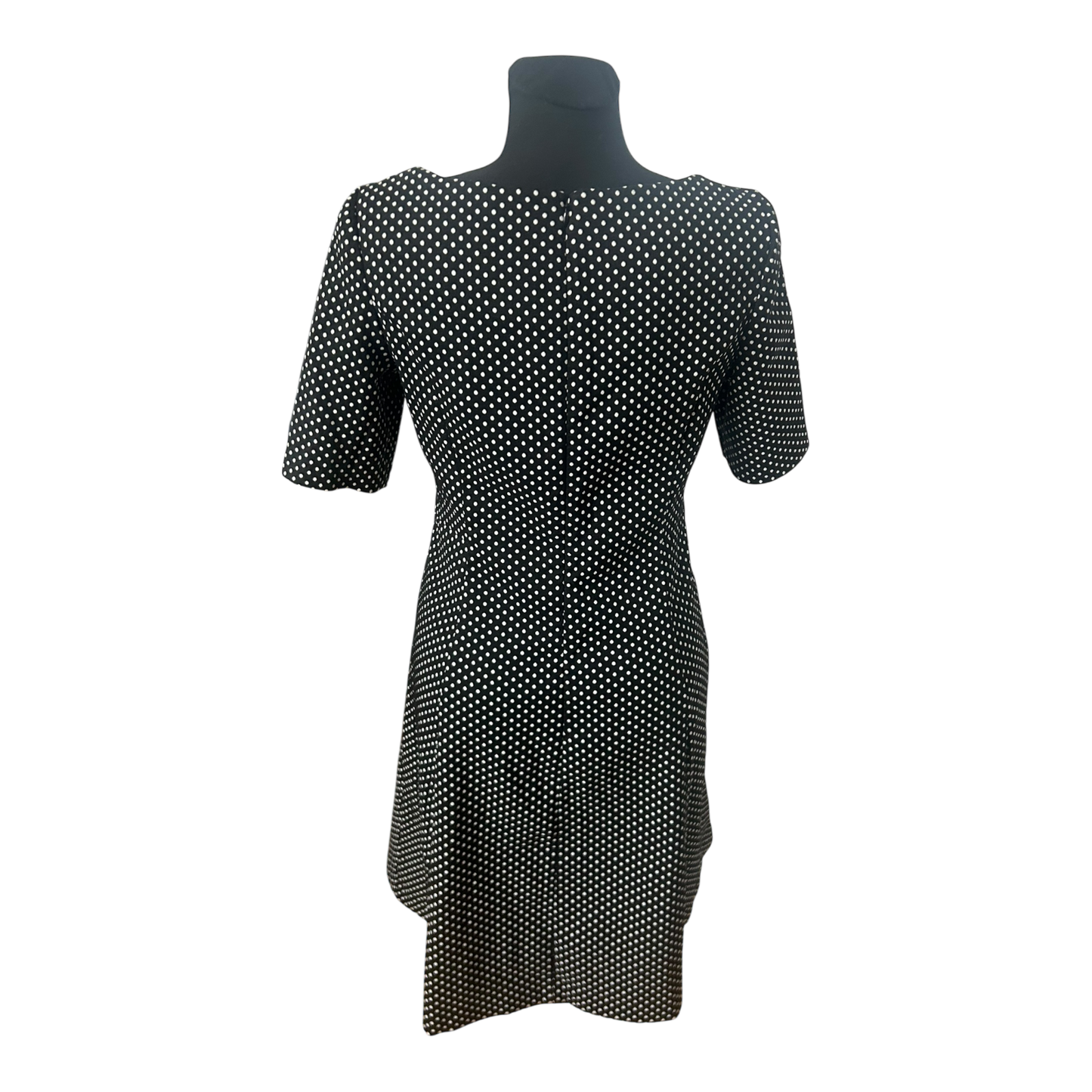 DKNY Damenkleid Größe 40 Schwarz Weiß Punkte Kurzarm Stretch Midi