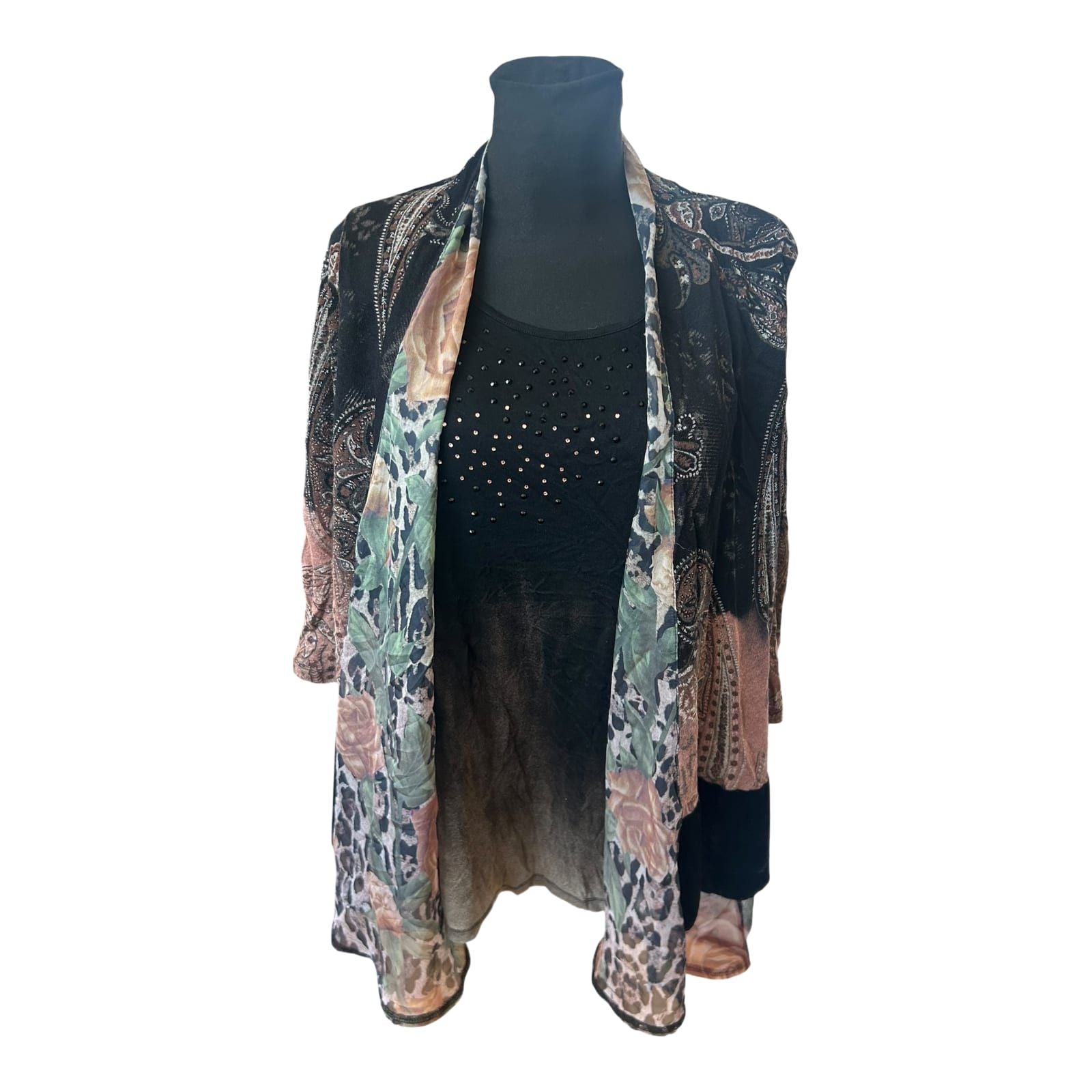 Jutta Leibried Damen Bluse Paisley Muster 3/4 Arm Mischgewebe Elegant