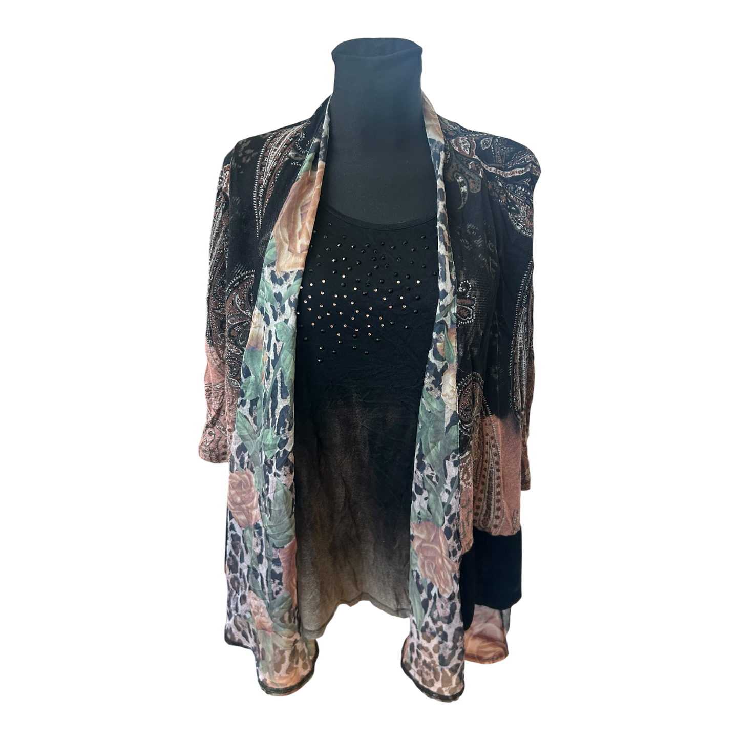 Jutta Leibried Damen Bluse Paisley Muster 3/4 Arm Mischgewebe Elegant