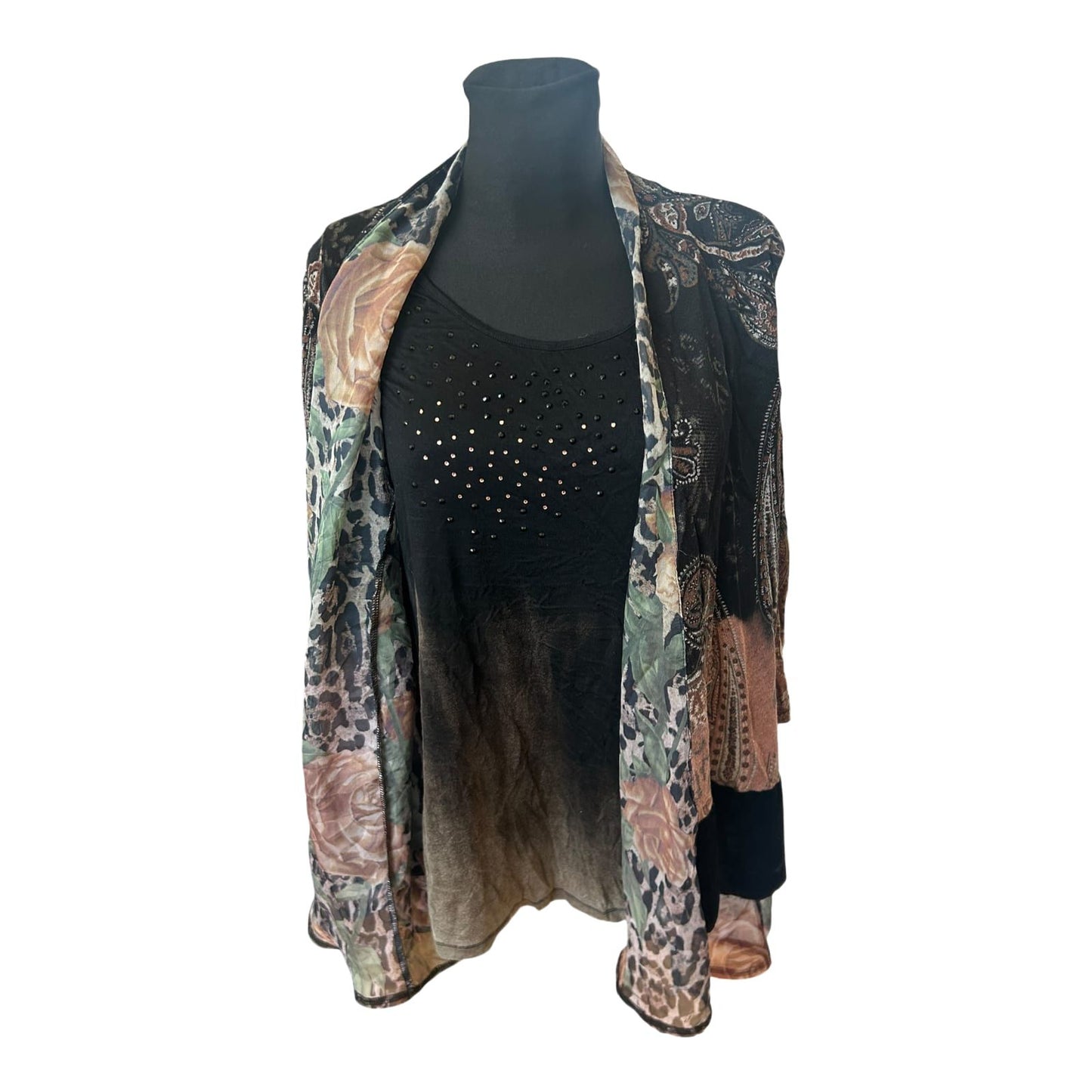 Jutta Leibried Damen Bluse Paisley Muster 3/4 Arm Mischgewebe Elegant
