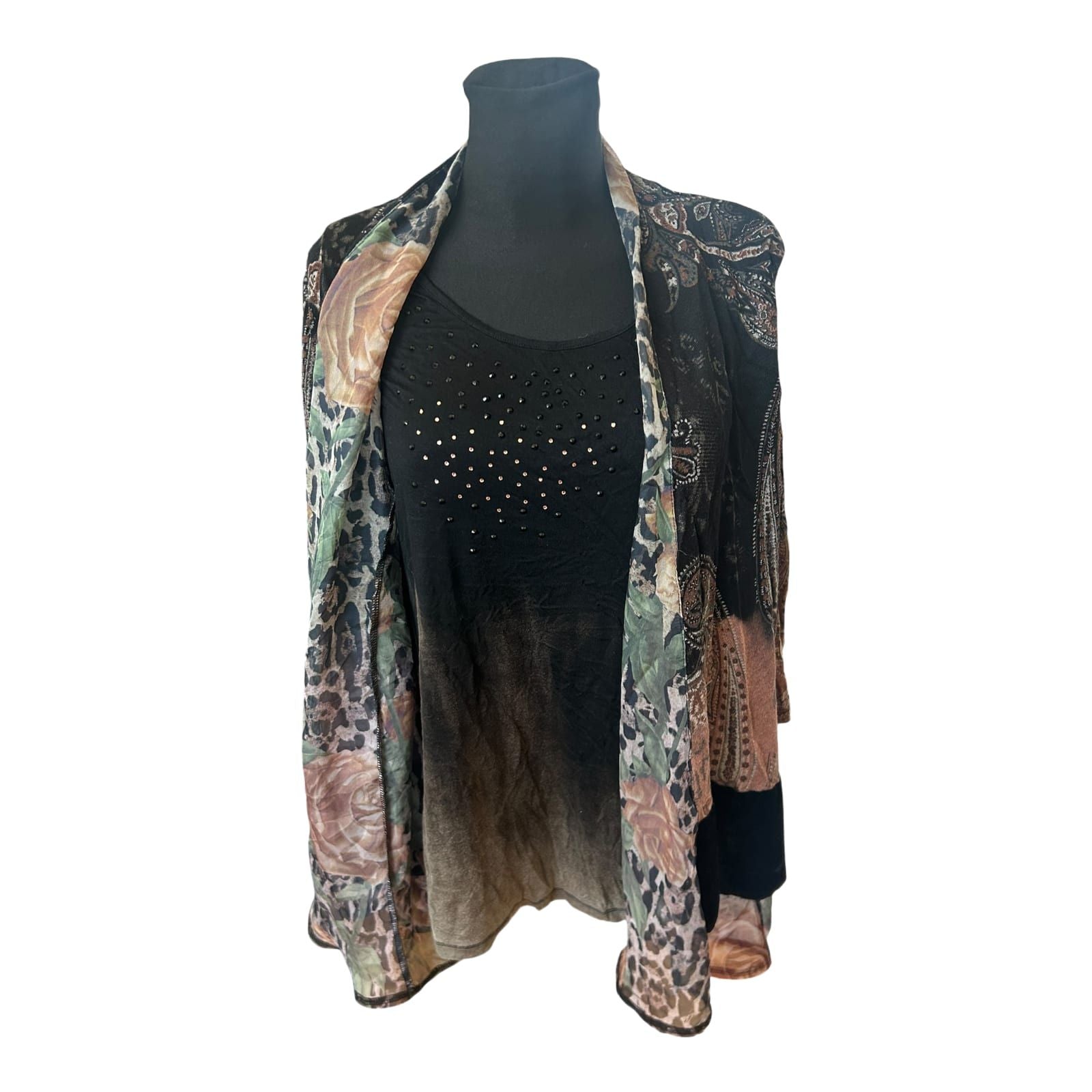 Jutta Leibried Damen Bluse Paisley Muster 3/4 Arm Mischgewebe Elegant