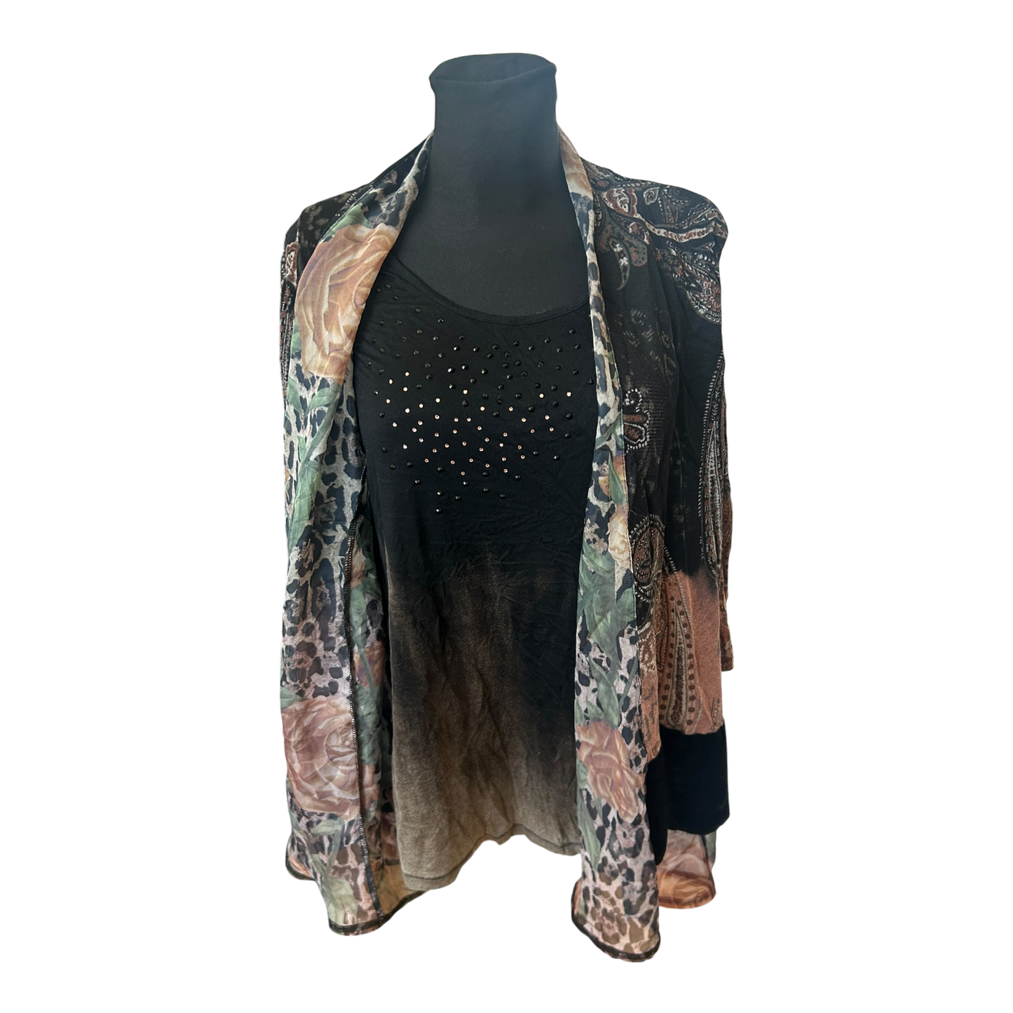 Jutta Leibried Damen Bluse Paisley Muster 3/4 Arm Mischgewebe Elegant