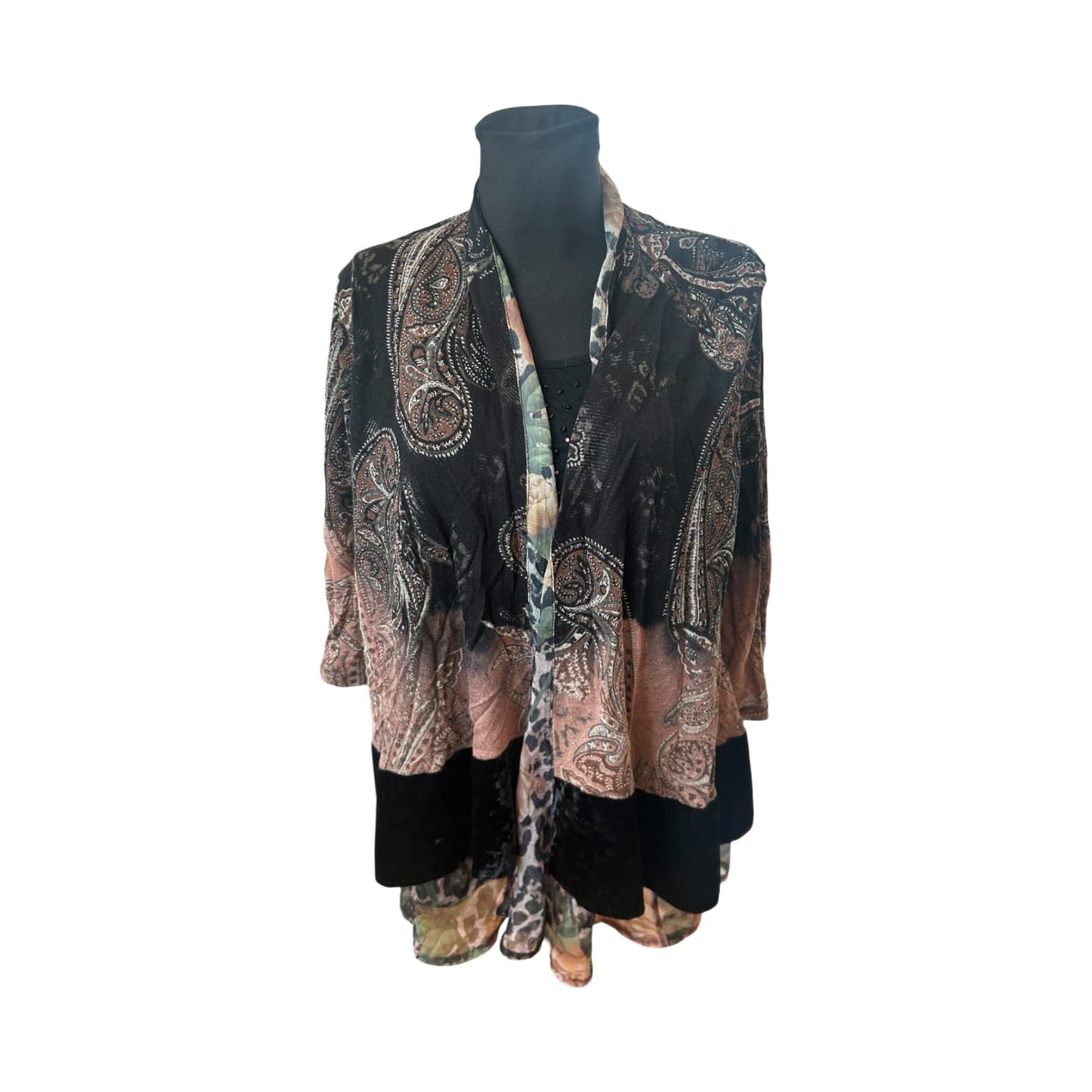 Jutta Leibried Damen Bluse Paisley Muster 3/4 Arm Mischgewebe Elegant