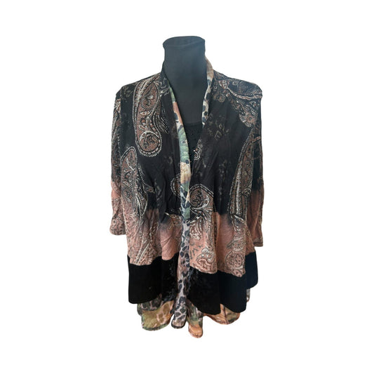 Jutta Leibried Damen Bluse Paisley Muster 3/4 Arm Mischgewebe Elegant