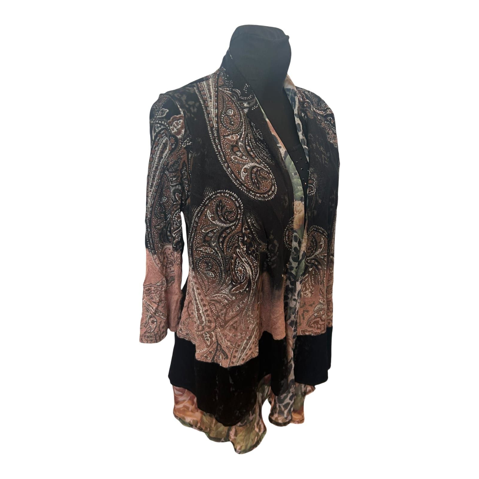 Jutta Leibried Damen Bluse Paisley Muster 3/4 Arm Mischgewebe Elegant