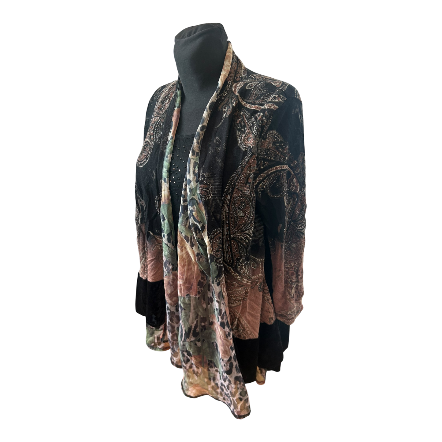 Jutta Leibried Damen Bluse Paisley Muster 3/4 Arm Mischgewebe Elegant