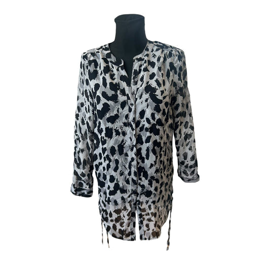 Divided Damen Langbluse Schwarz Weiß Muster Langarm Freizeit Sommer