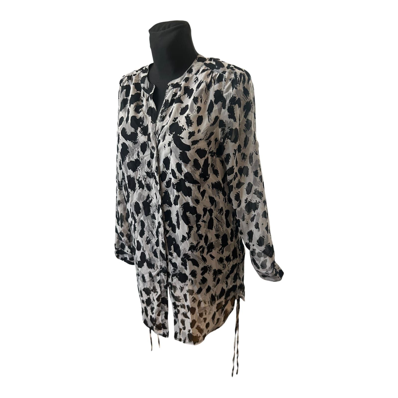 Divided Damen Langbluse Schwarz Weiß Muster Langarm Freizeit Sommer