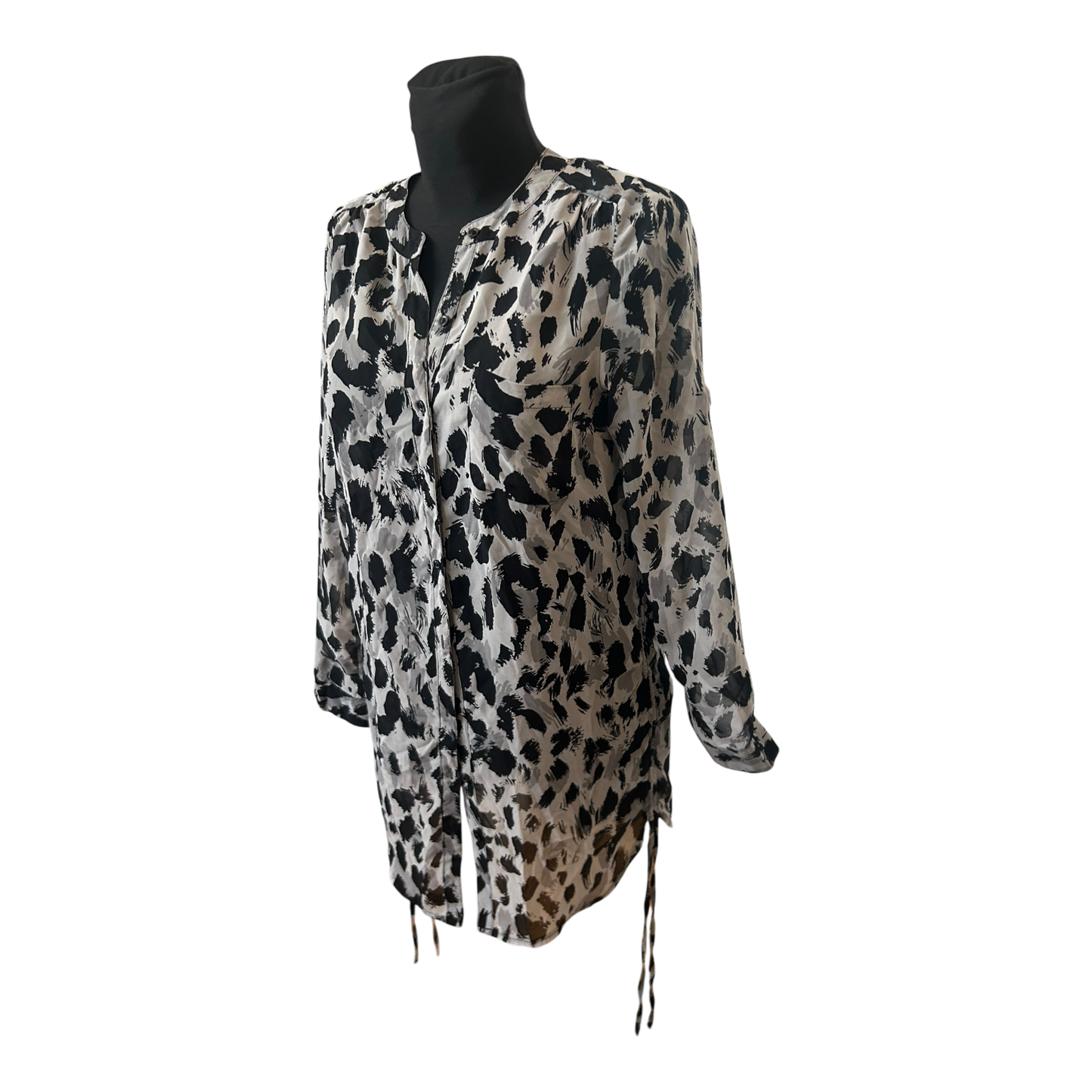 Divided Damen Langbluse Schwarz Weiß Muster Langarm Freizeit Sommer