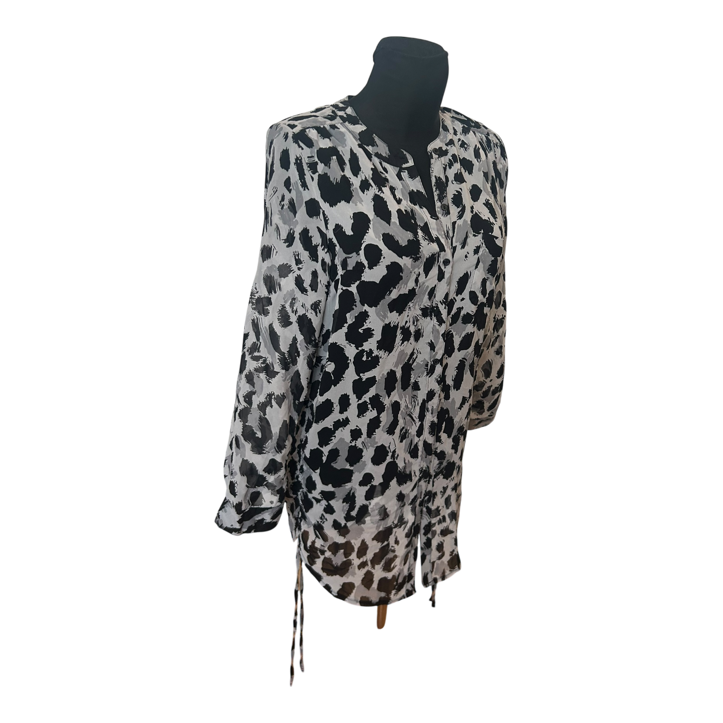 Divided Damen Langbluse Schwarz Weiß Muster Langarm Freizeit Sommer