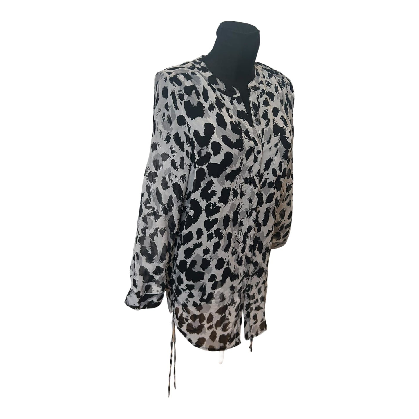 Divided Damen Langbluse Schwarz Weiß Muster Langarm Freizeit Sommer