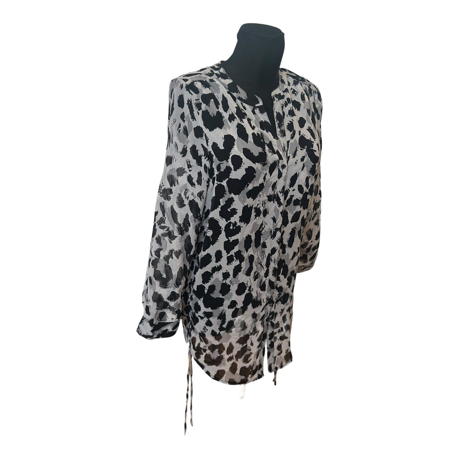Divided Damen Langbluse Schwarz Weiß Muster Langarm Freizeit Sommer