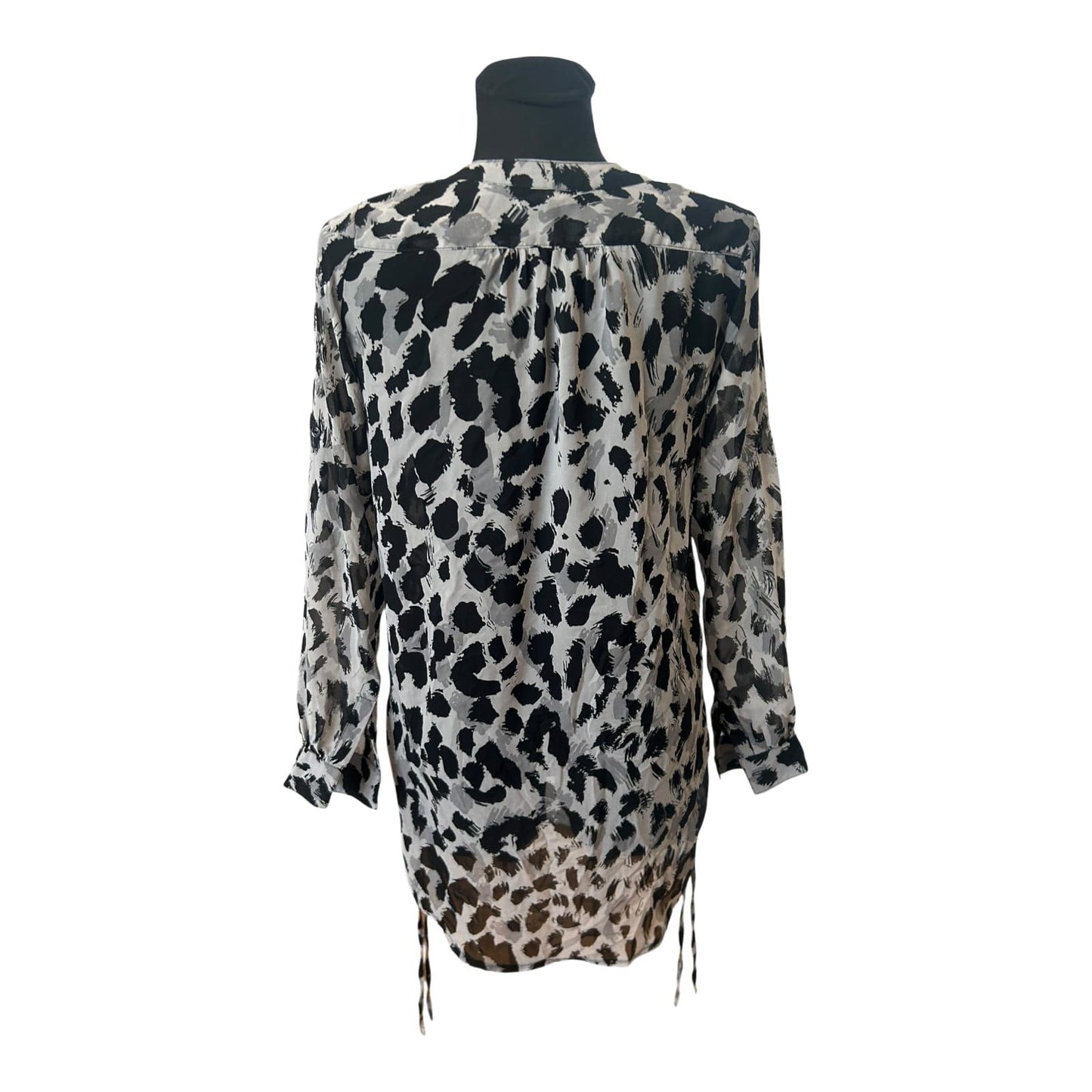 Divided Damen Langbluse Schwarz Weiß Muster Langarm Freizeit Sommer
