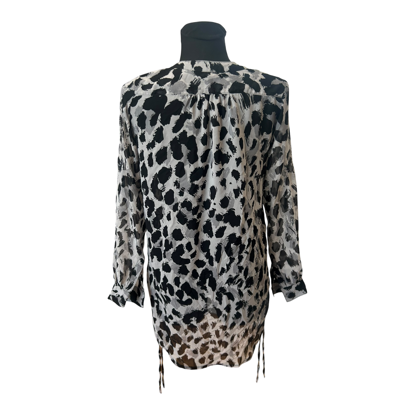 Divided Damen Langbluse Schwarz Weiß Muster Langarm Freizeit Sommer