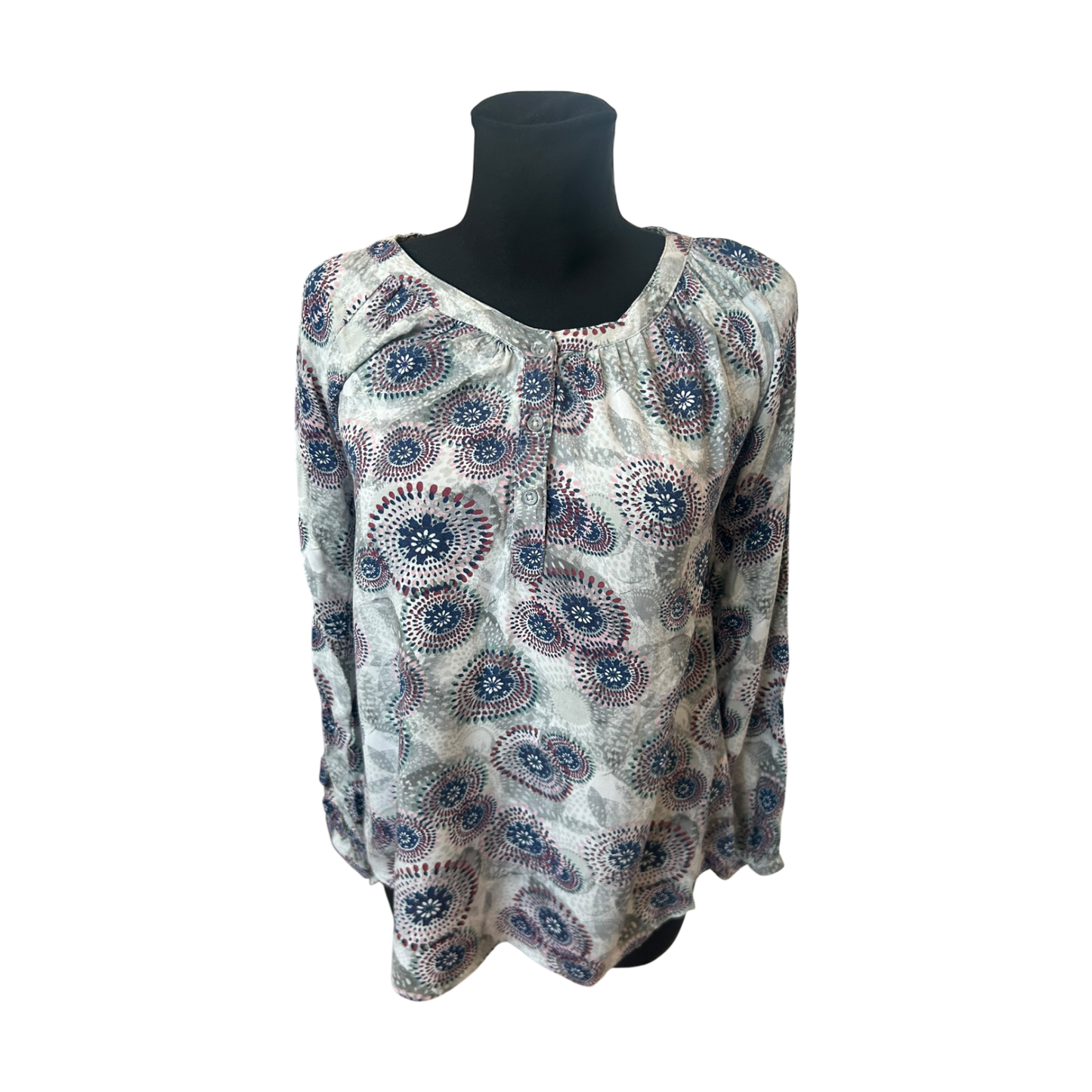 Gina Benotti Damen Bluse Größe S Langarm Rundhals Muster Viskose