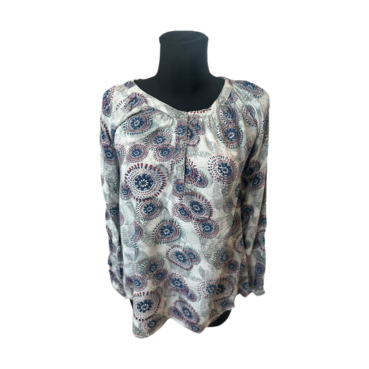 Gina Benotti Damen Bluse Größe S Langarm Rundhals Muster Viskose