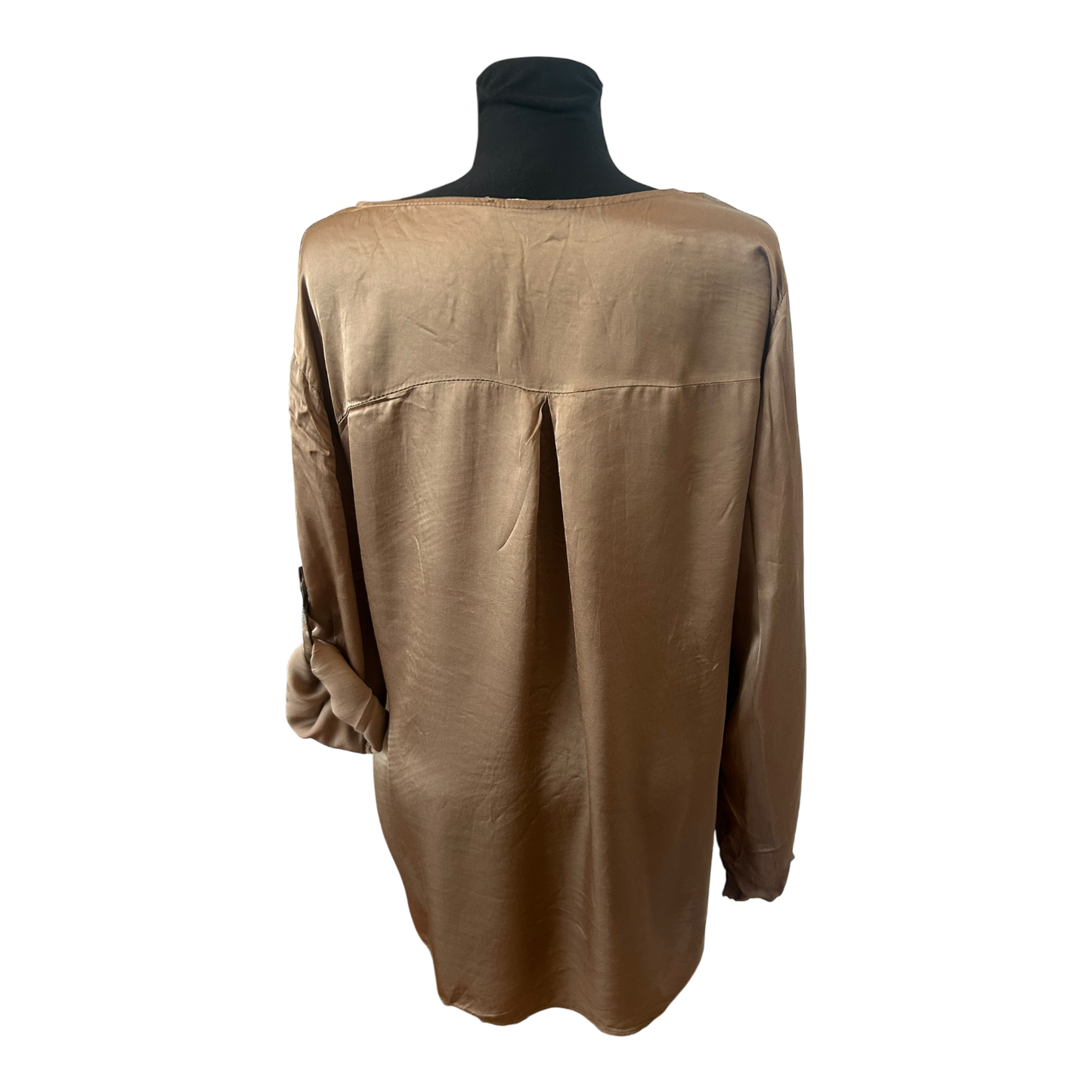 Made in Italy Damen Langbluse XL Muster Rundhals Krempelärmel