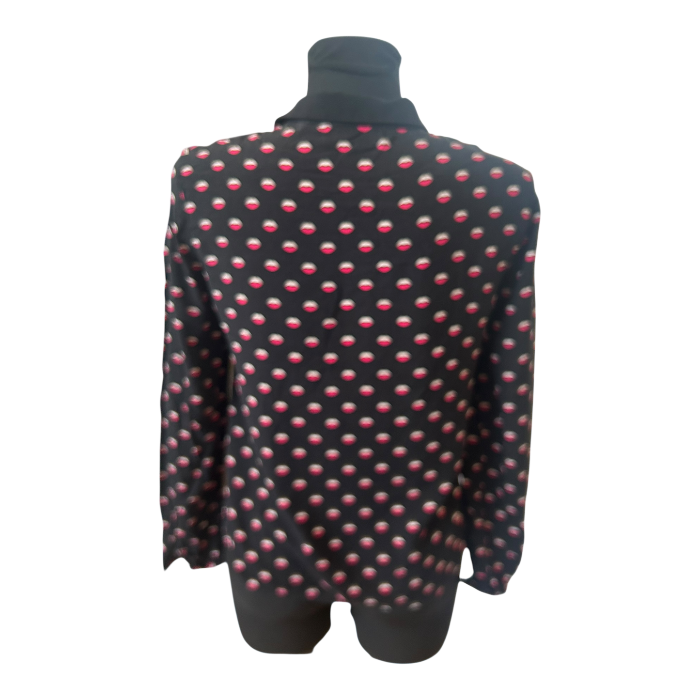 NAF NAF Damen Langarmbluse Lippenmuster Kragen Knopfleiste Größe 38